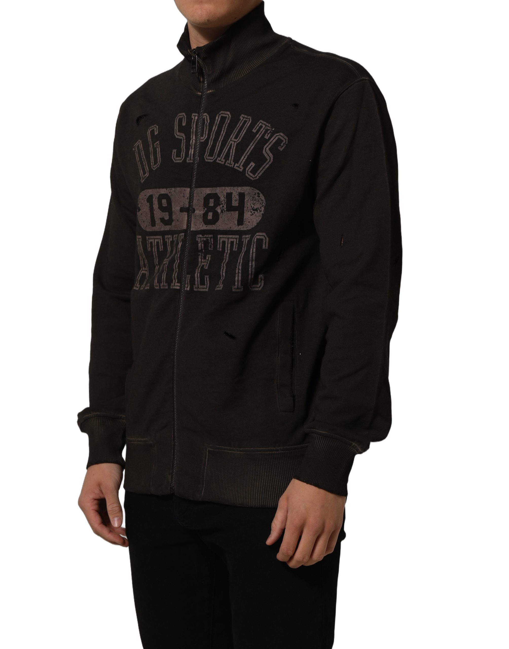 Dolce & Gabbana Brown Logo Print Full Zip Sweatshirt Sweater - Image 3