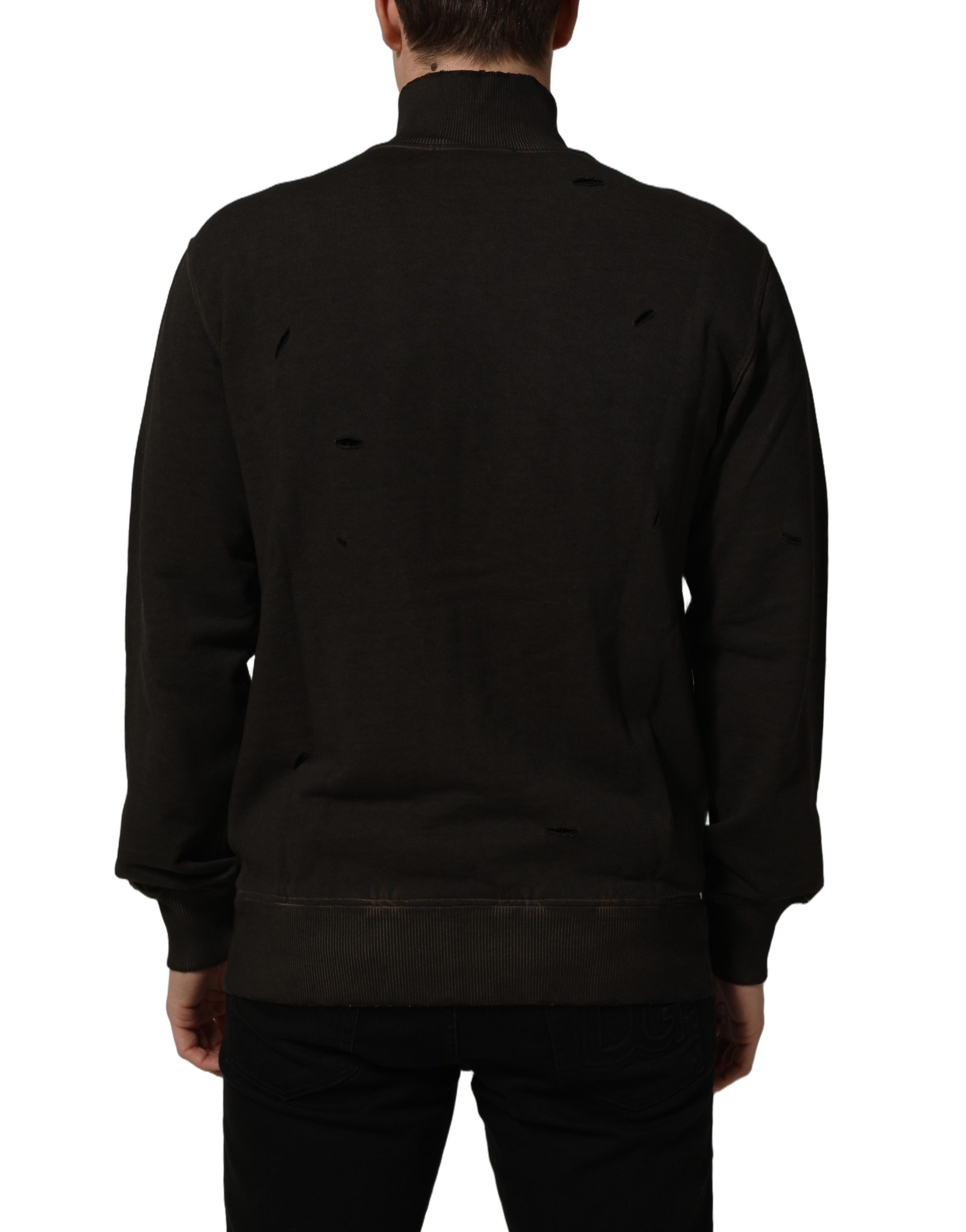 Dolce & Gabbana Brown Logo Print Full Zip Sweatshirt Sweater - Image 4