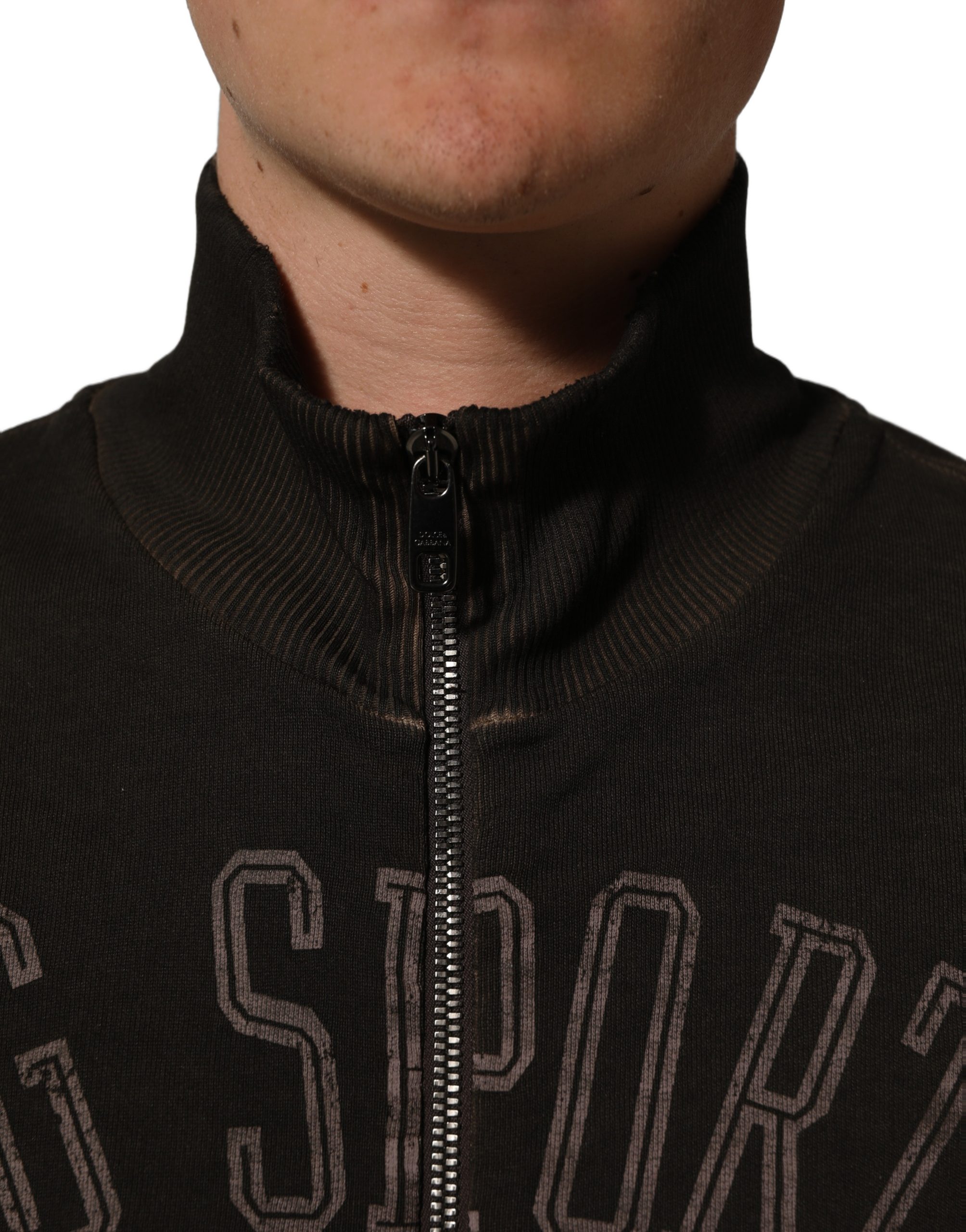 Dolce & Gabbana Brown Logo Print Full Zip Sweatshirt Sweater - Image 5