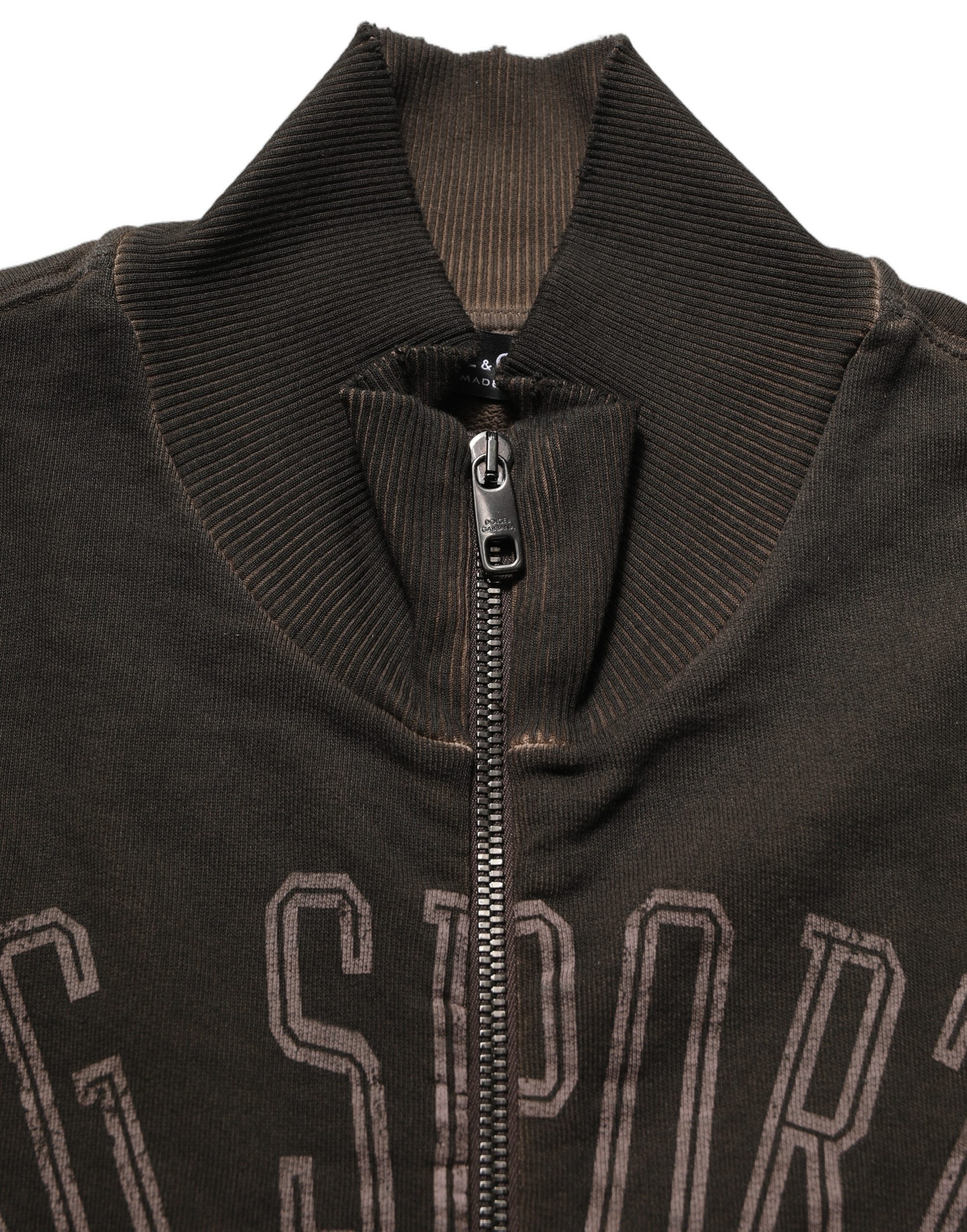 Dolce & Gabbana Brown Logo Print Full Zip Sweatshirt Sweater - Image 6