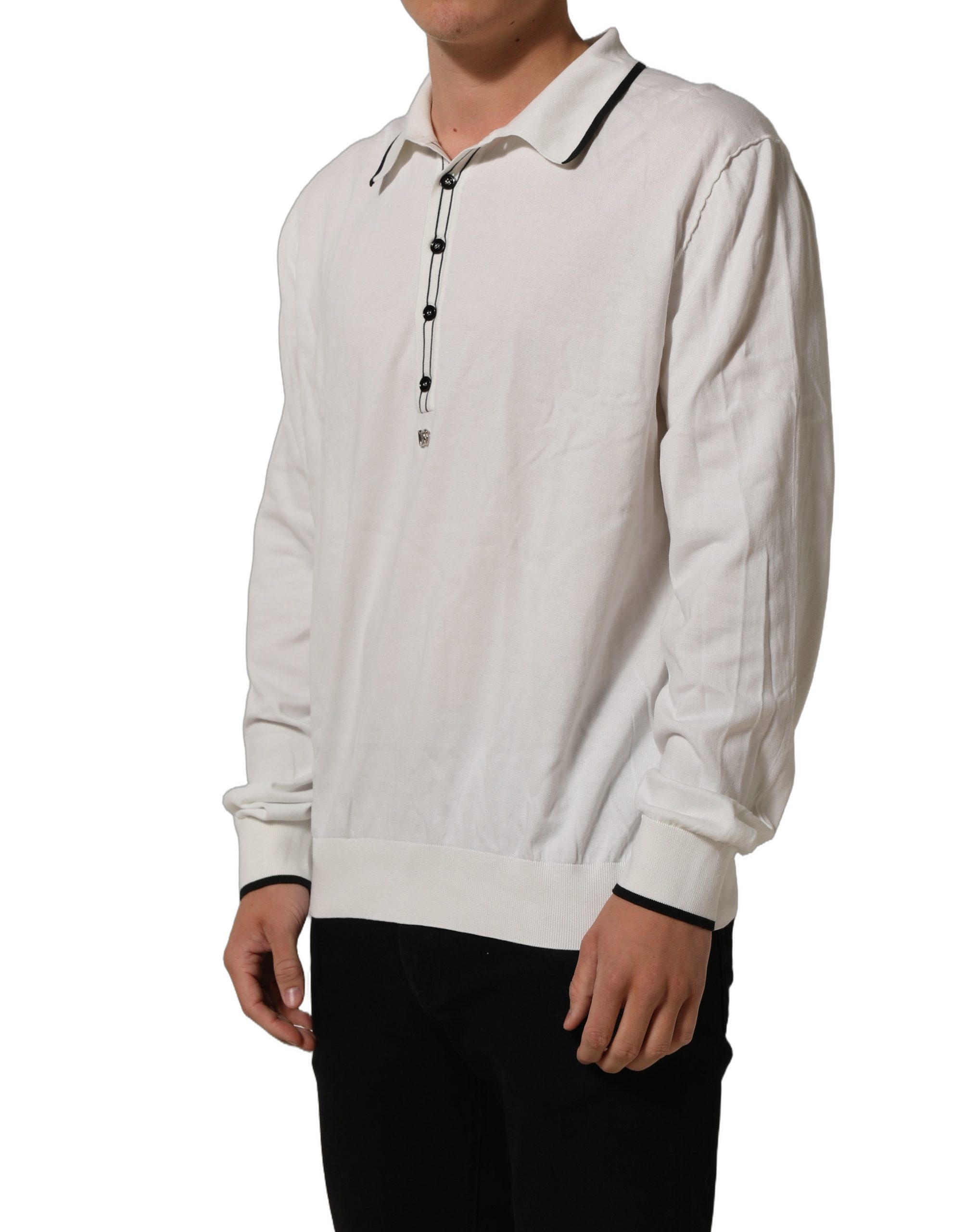 Dolce & Gabbana Black Leaf Print Silk Men Crew Neck T-shirt - Image 4
