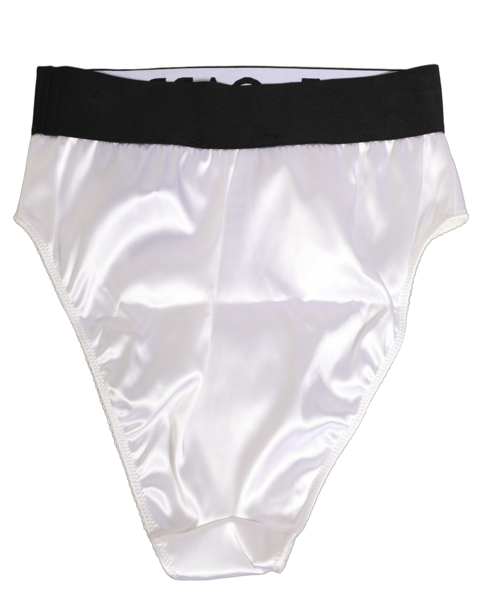Dolce & Gabbana White Satin High-Waist Brief Logo Women Underwear - Image 2