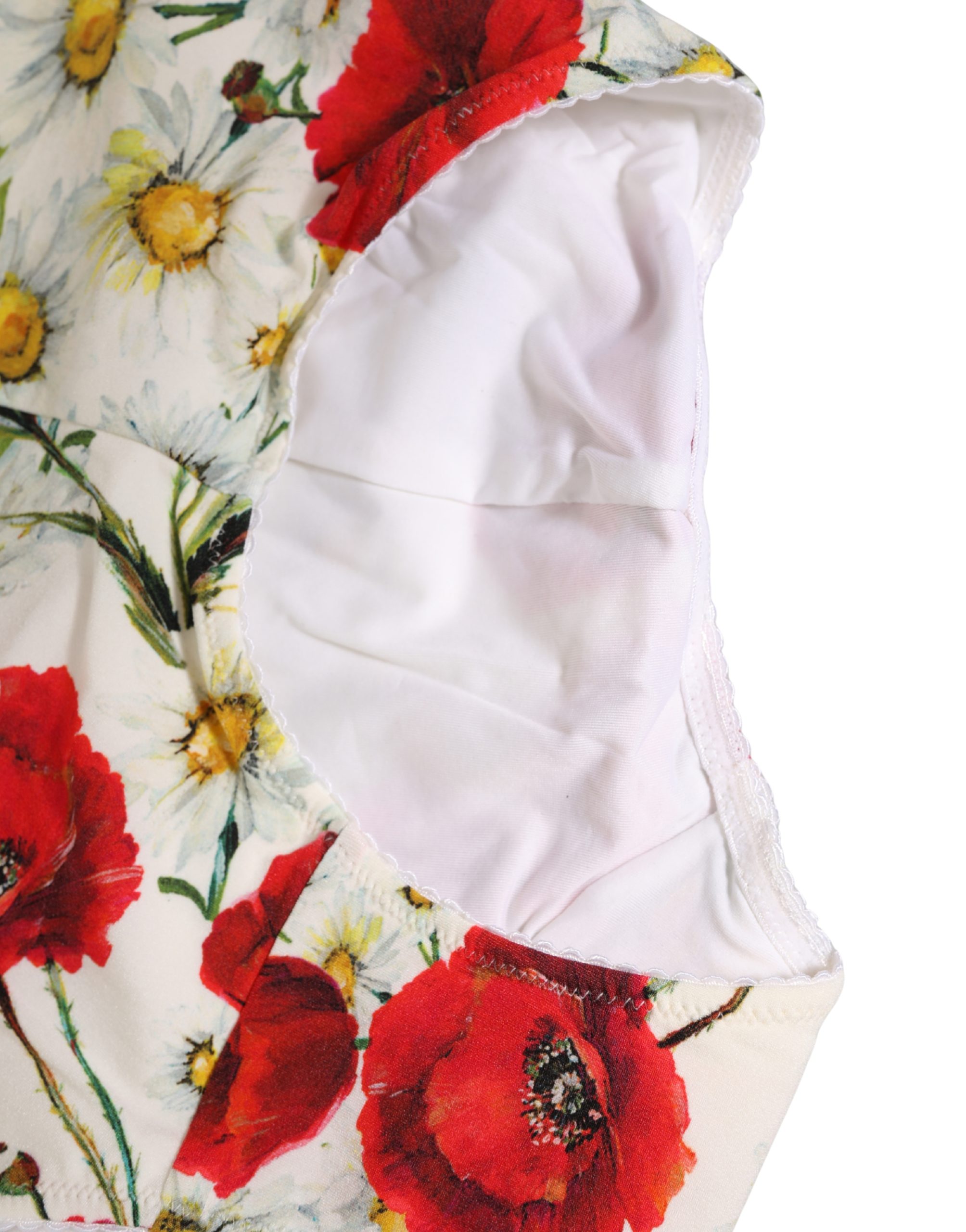 Dolce & Gabbana White Nylon Floral High Waisted Girdle Underwear - Image 4