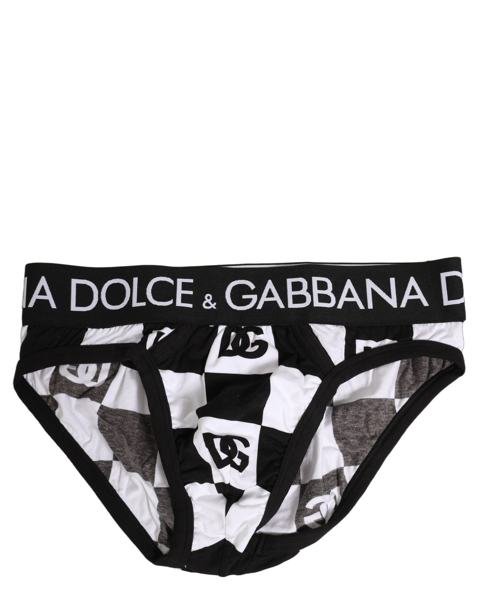 Dolce & Gabbana Black White Logo Checkered Midi Brief Underwear - Image 2