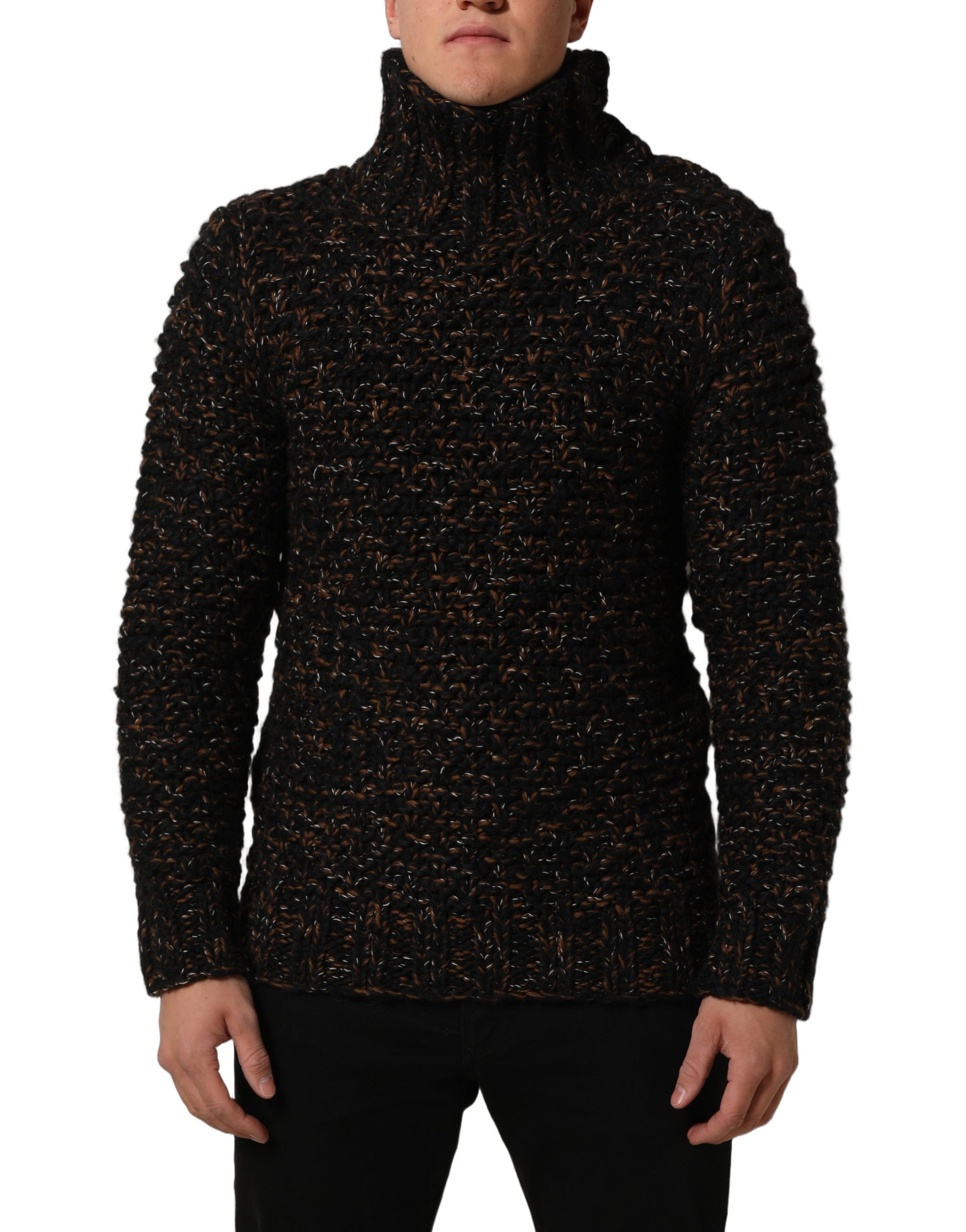 Dolce & Gabbana Brown Wool Knit Turtleneck Pullover Sweater - Image 3