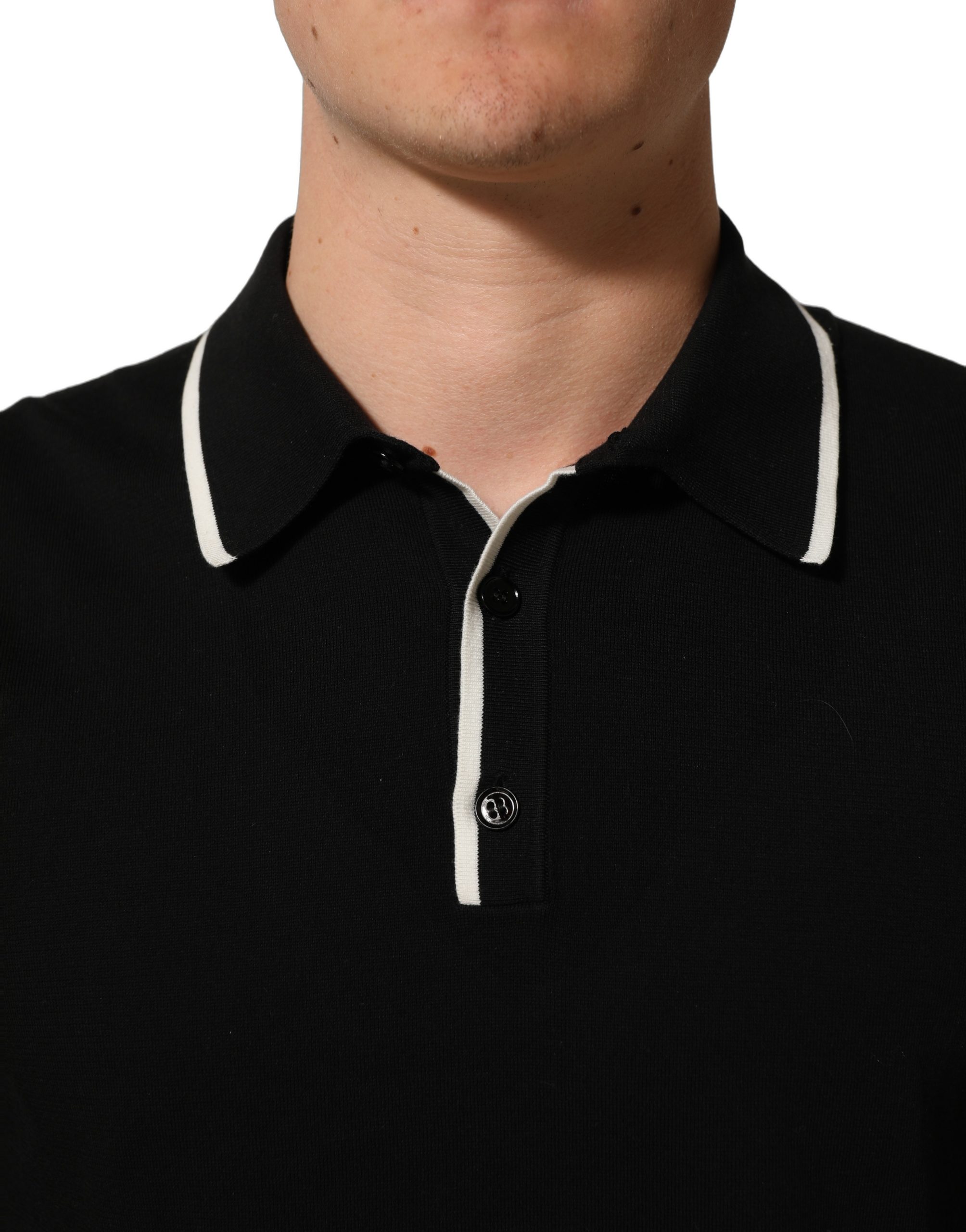Dolce & Gabbana Black Cotton Collared Short Sleeves Men Polo T-shirt - Image 2