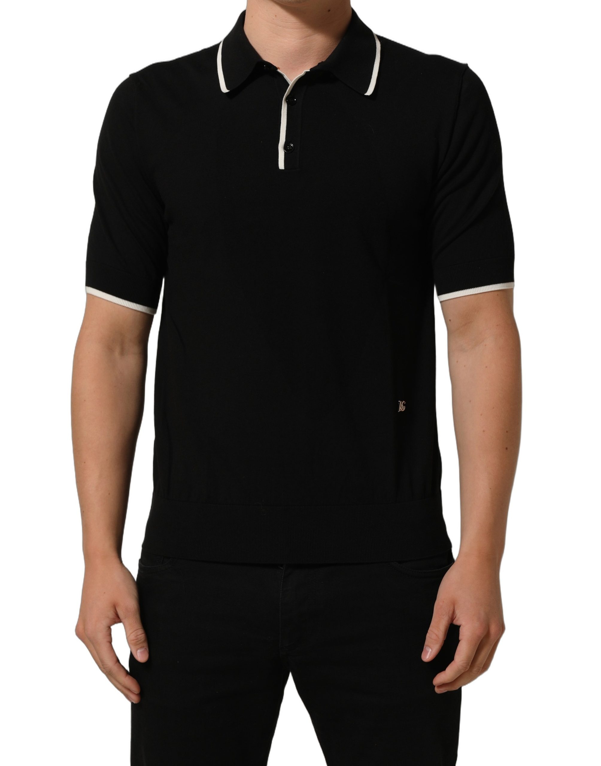 Dolce & Gabbana Black Cotton Collared Short Sleeves Men Polo T-shirt - Image 4