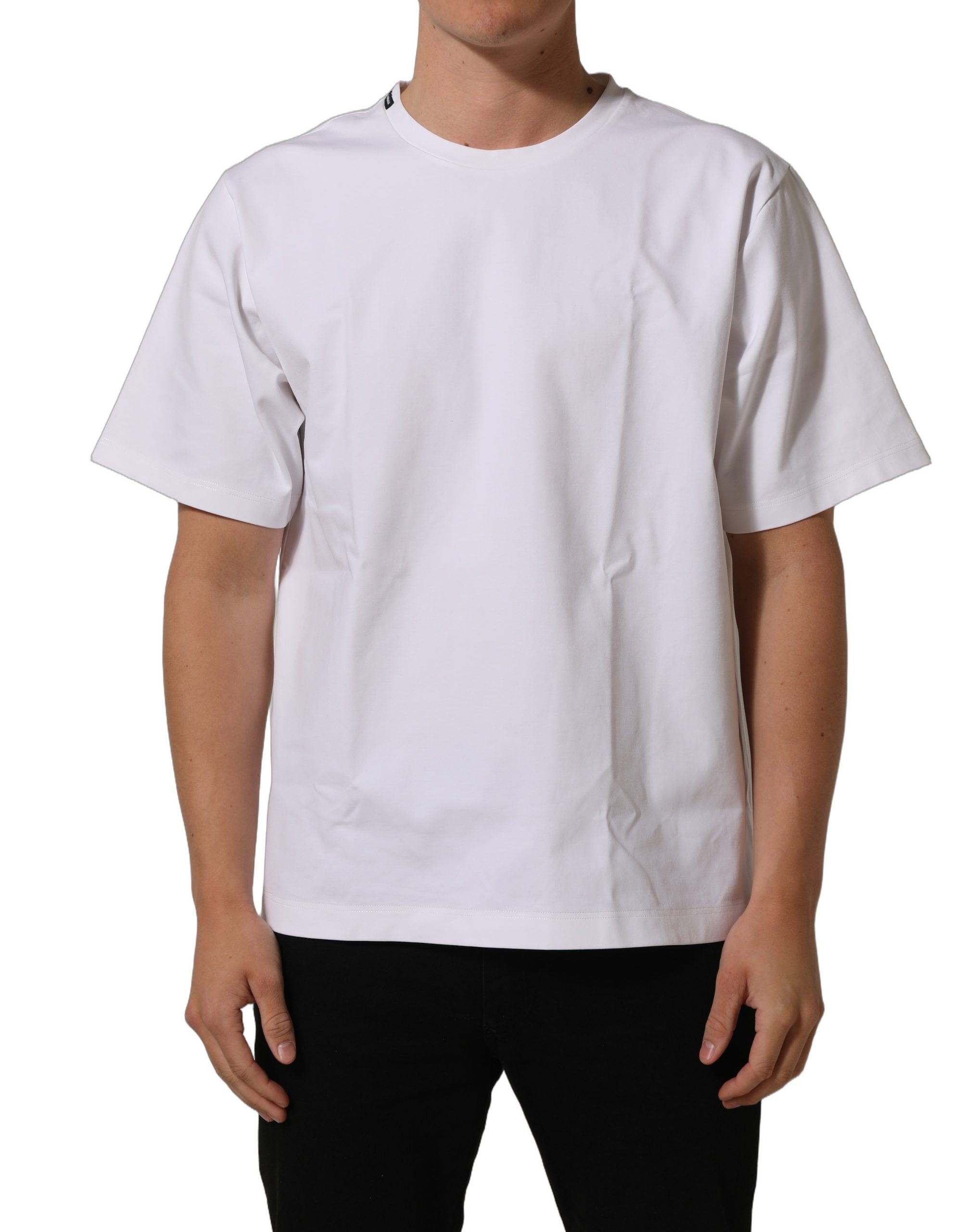 Dolce & Gabbana White Cotton Short Sleeves Crew Neck T-shirt - Image 3