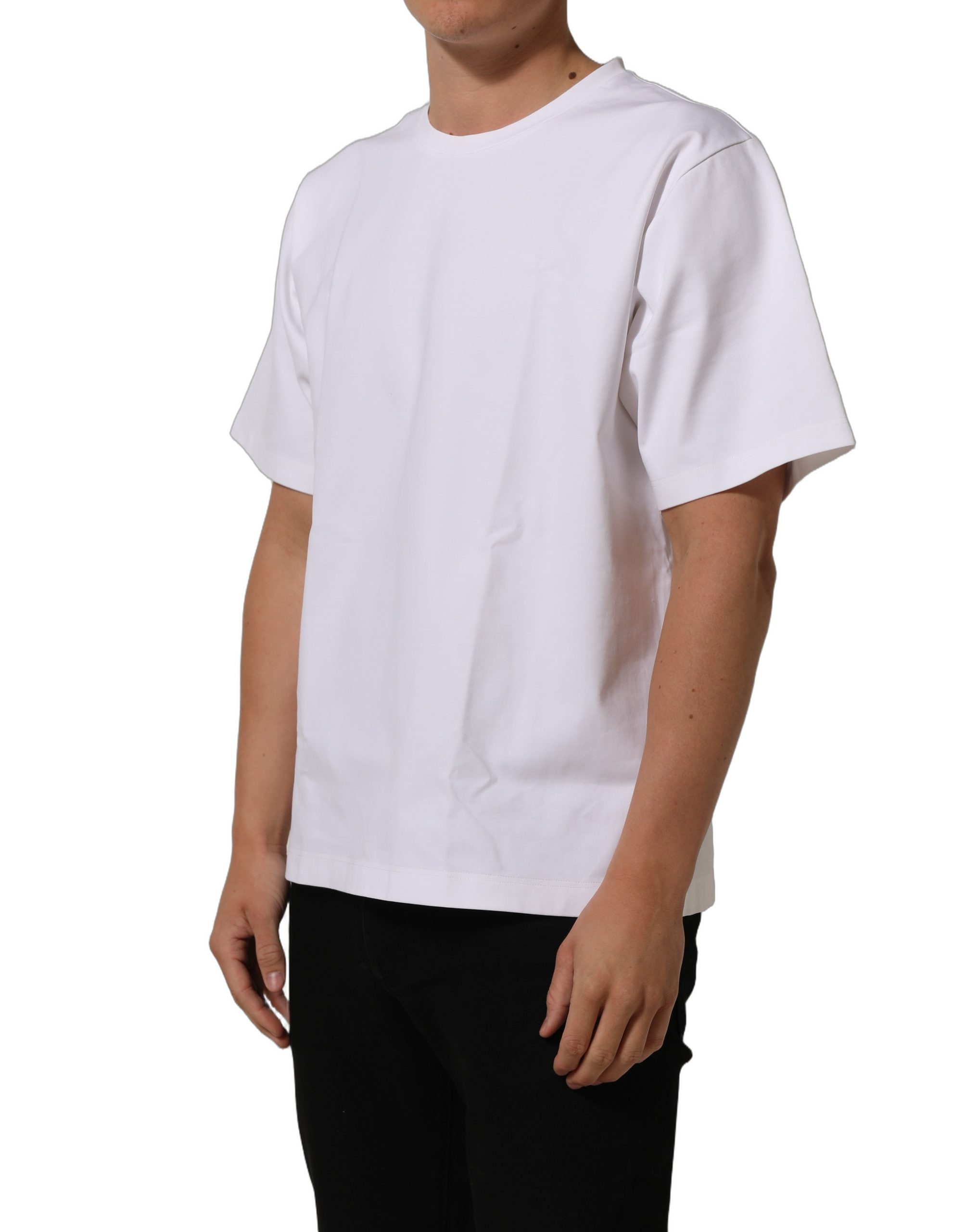 Dolce & Gabbana White Cotton Short Sleeves Crew Neck T-shirt - Image 5