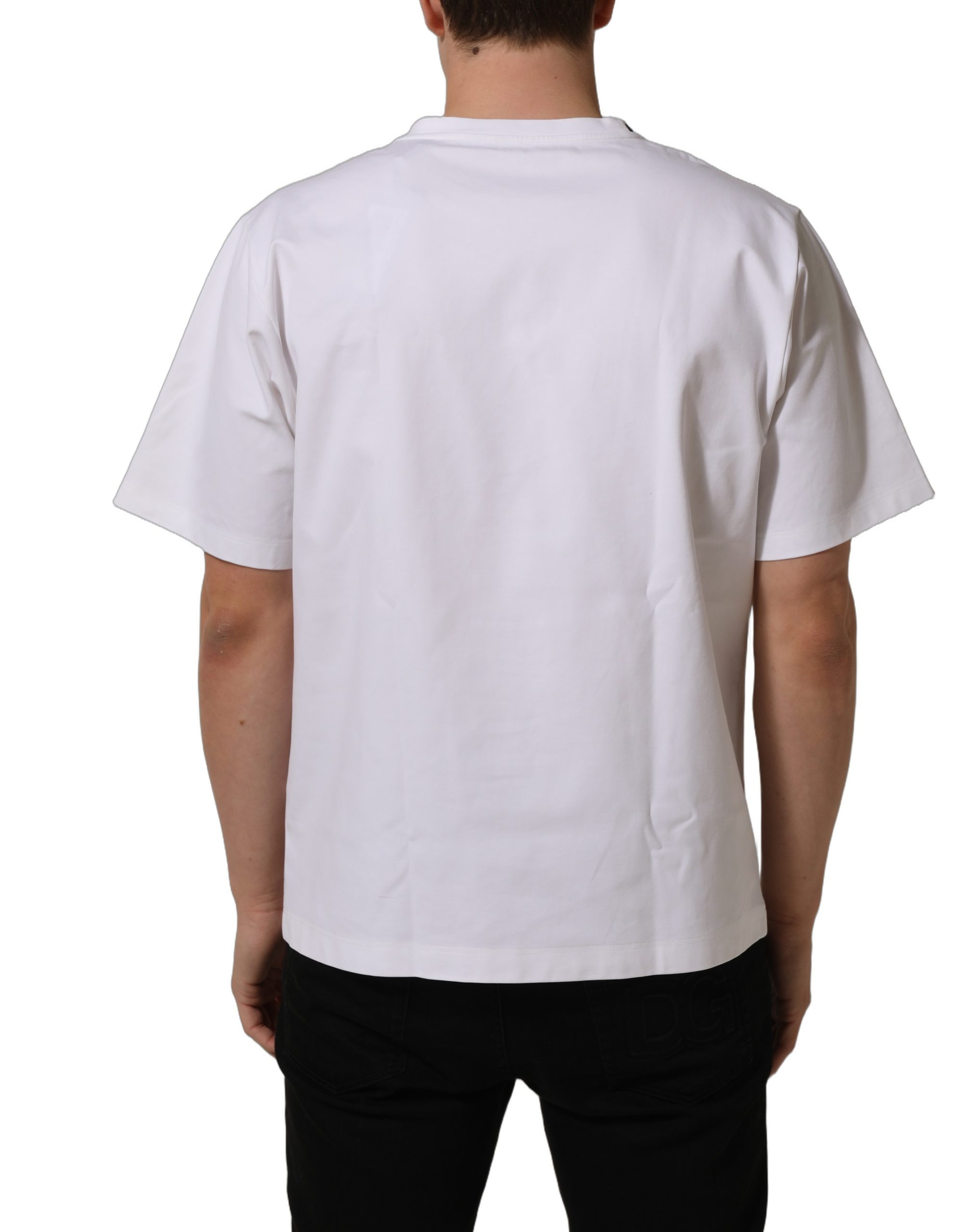 Dolce & Gabbana White Cotton Short Sleeves Crew Neck T-shirt - Image 6