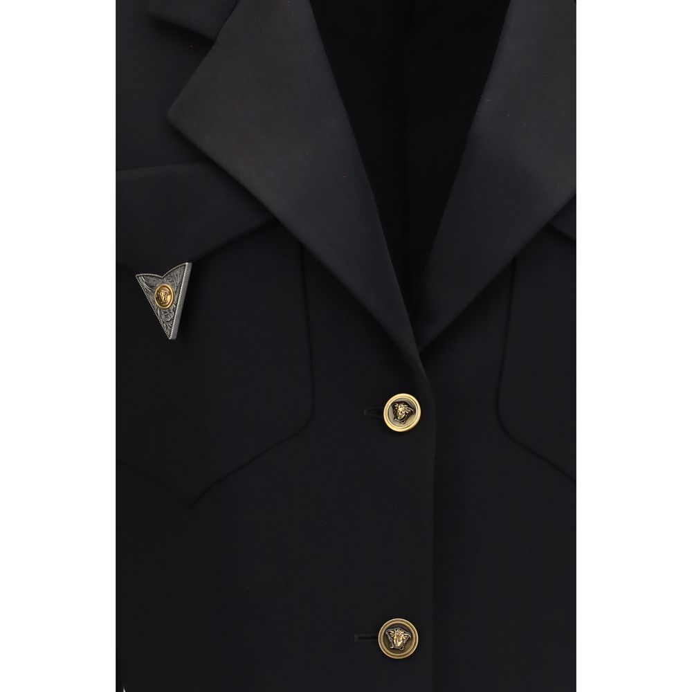 Versace Black Wool Oves Aries Blazer - Image 3