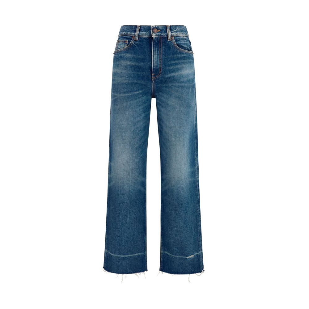 ChloƩ Blue Cotton Bootcut Jeans
