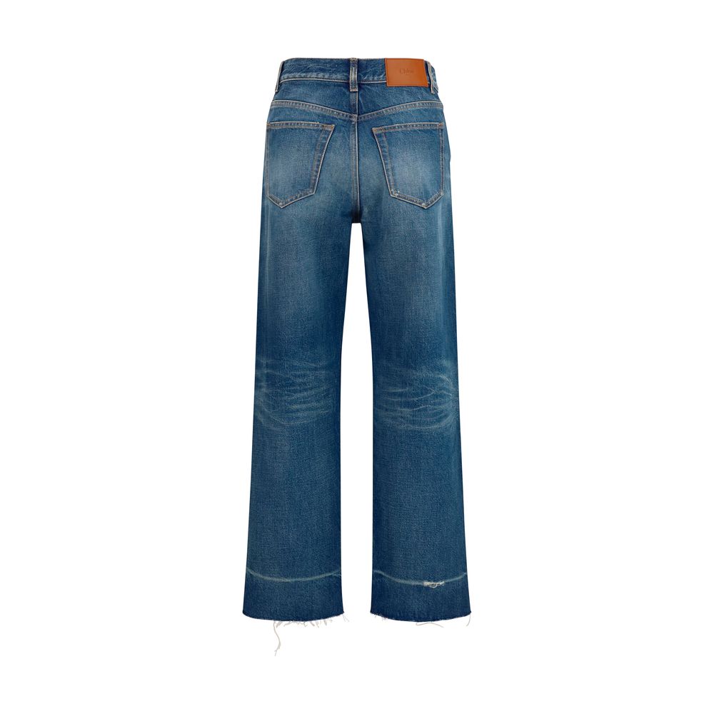 ChloƩ Blue Cotton Bootcut Jeans - Image 2