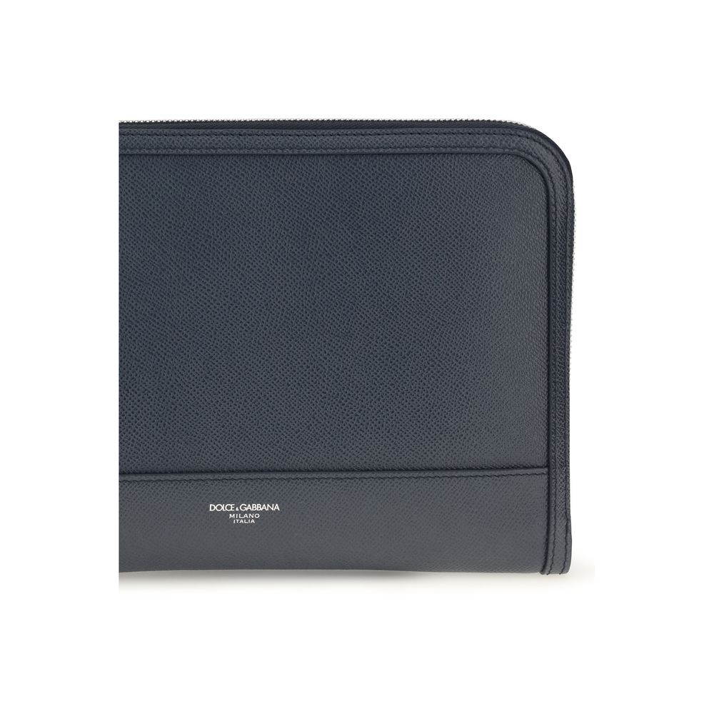 Dolce & Gabbana Blue Calf Leather Bos Taurus Clutch Bag - Image 3