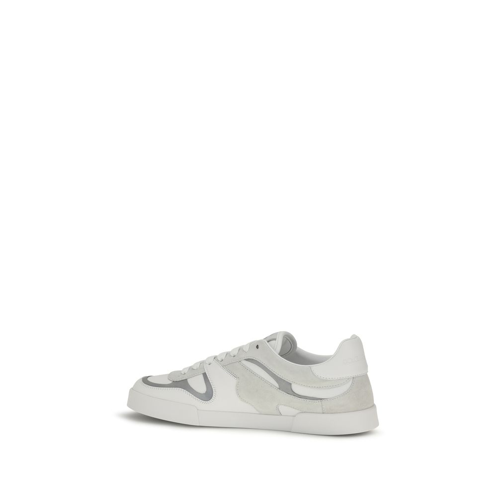 Dolce & Gabbana White Calf Leather Bos Taurus Low Top Sneakers - Image 3