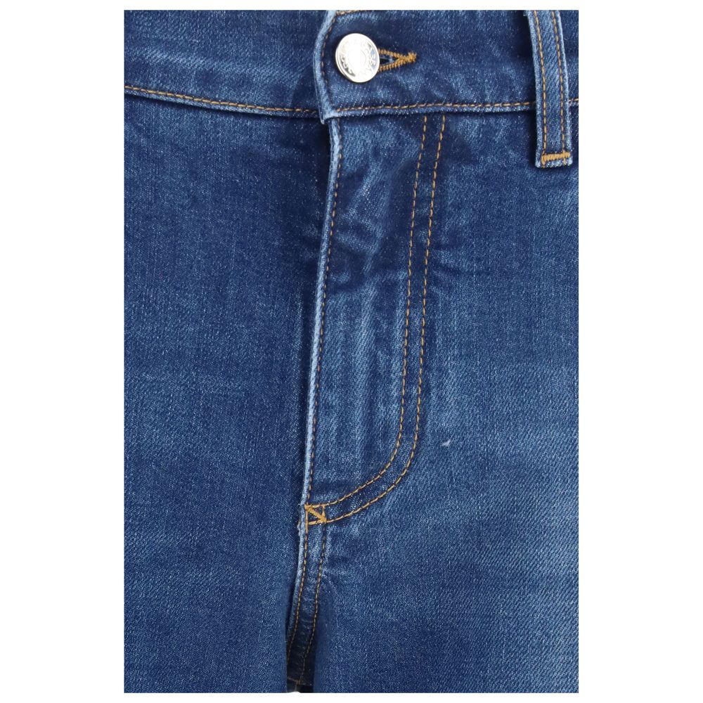 Dolce & Gabbana Blue Cotton Slim Fit Jeans - Image 3