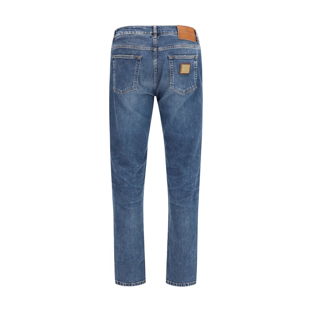Dolce & Gabbana Blue Cotton Straight-Leg Jeans - Image 2
