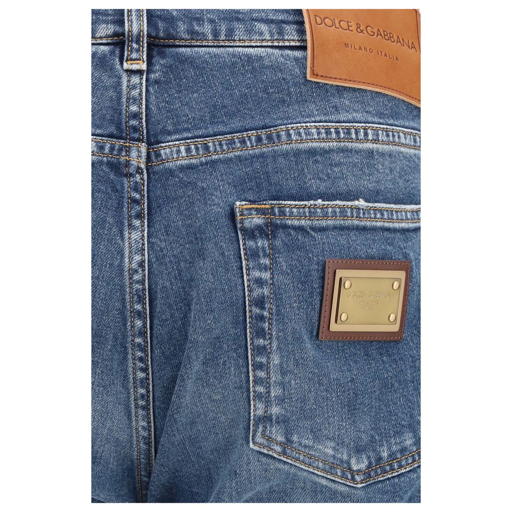 Dolce & Gabbana Blue Cotton Straight-Leg Jeans - Image 3