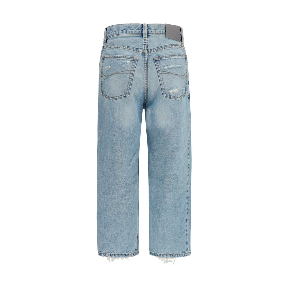 Balenciaga Blue Cotton Cropped Jeans - Image 2