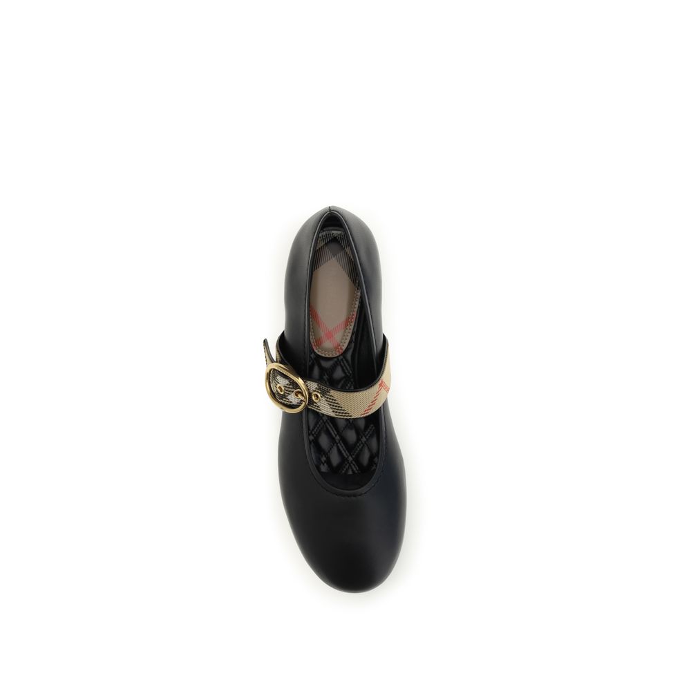 Burberry Black Calf Leather Bos Taurus Ballet Flats - Image 4