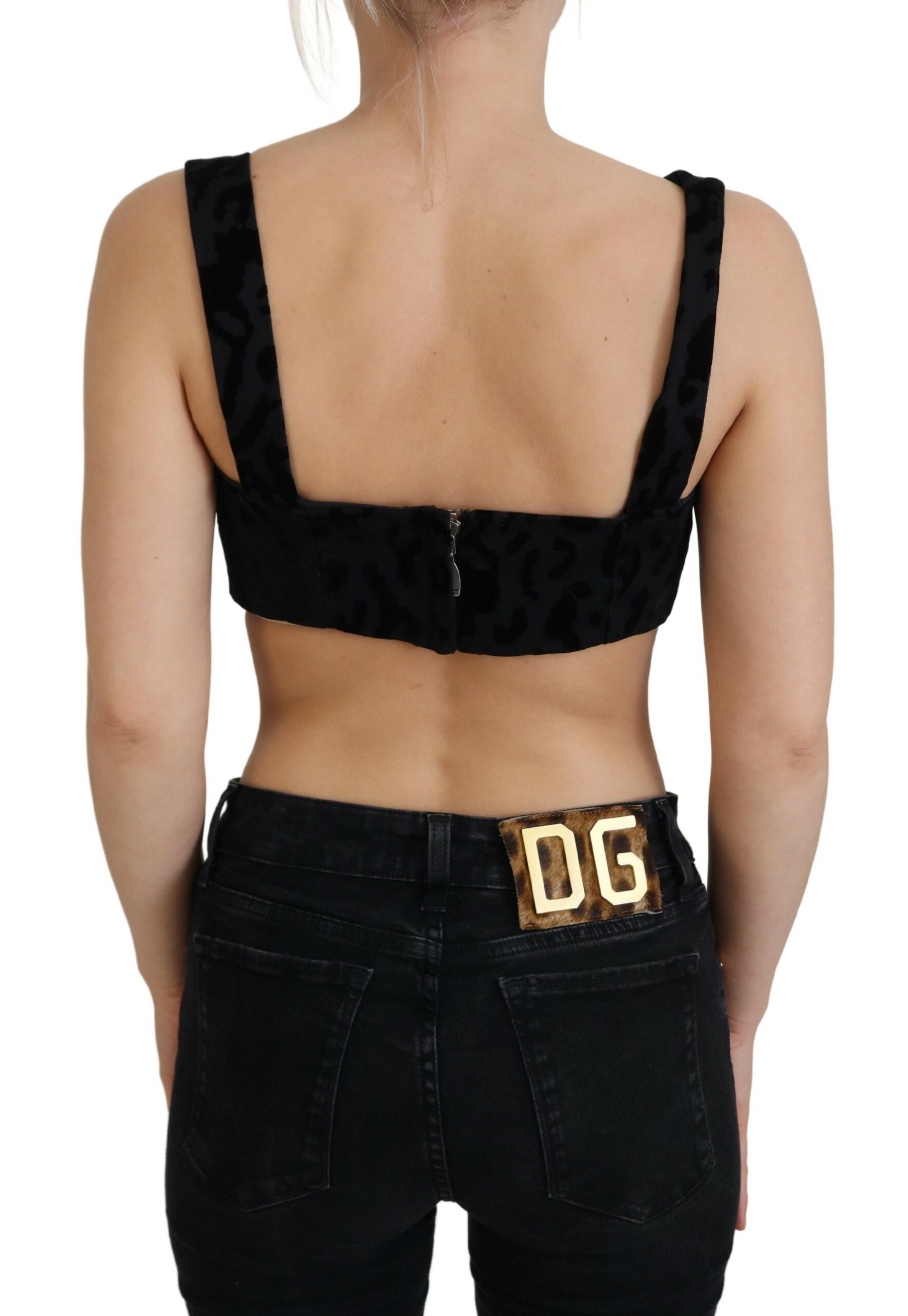 Dolce & Gabbana Black Leopard Cropped Bustier Corset Bra Top - Image 3