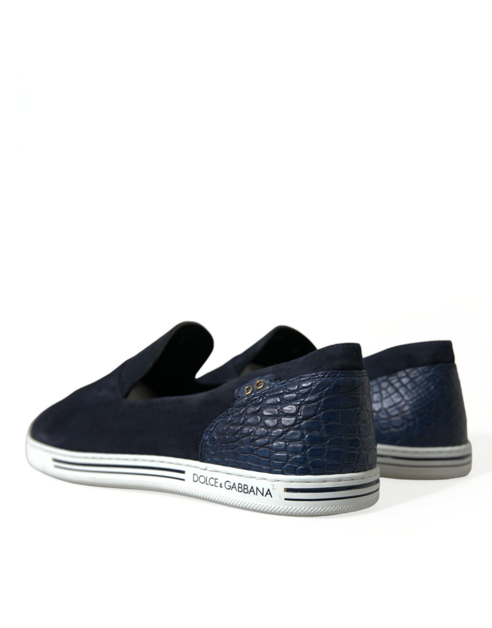 Dolce & Gabbana Blue Suede Caiman Loafers Saint Tropez Shoes - Image 3