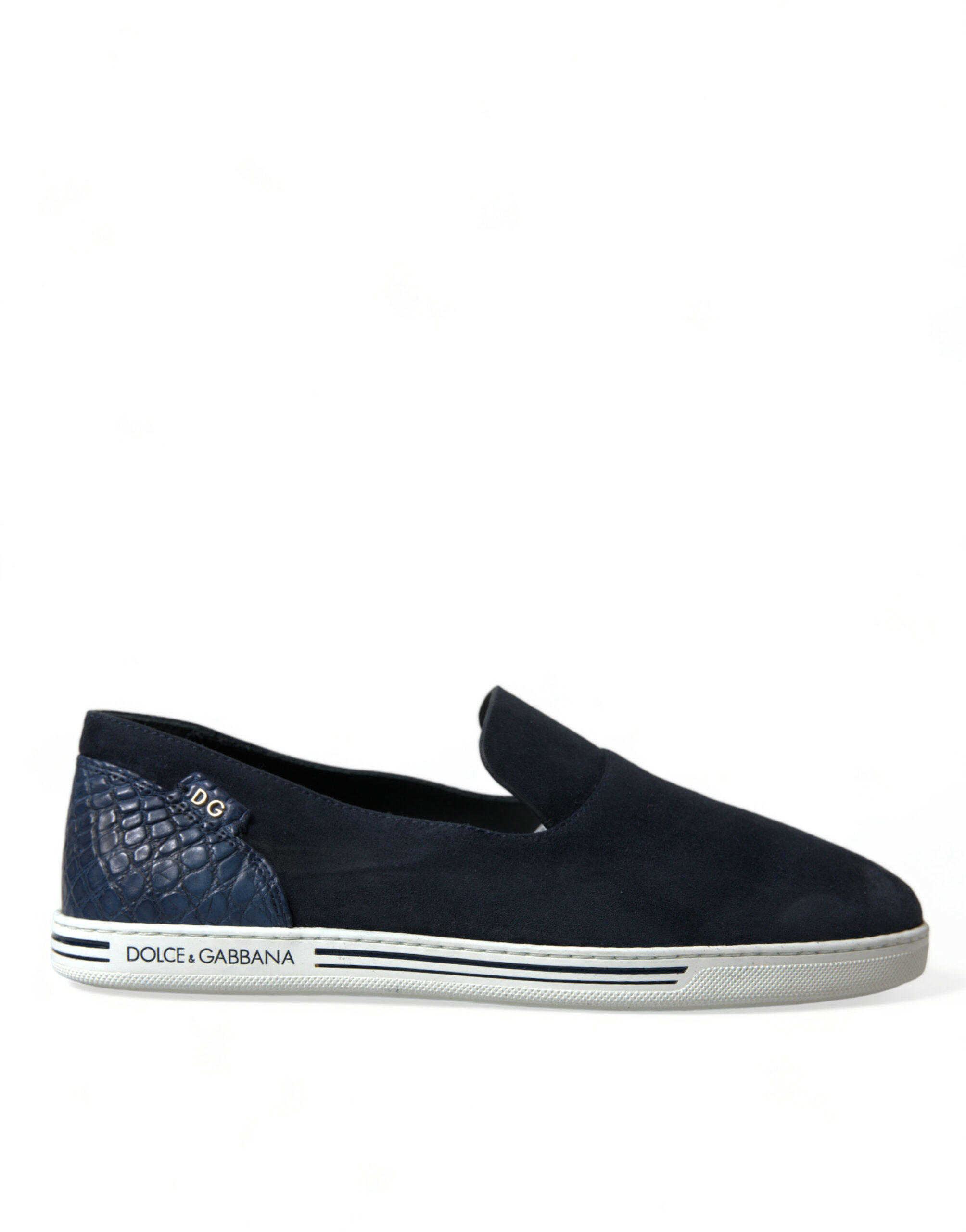 Dolce & Gabbana Blue Suede Caiman Loafers Saint Tropez Shoes - Image 5