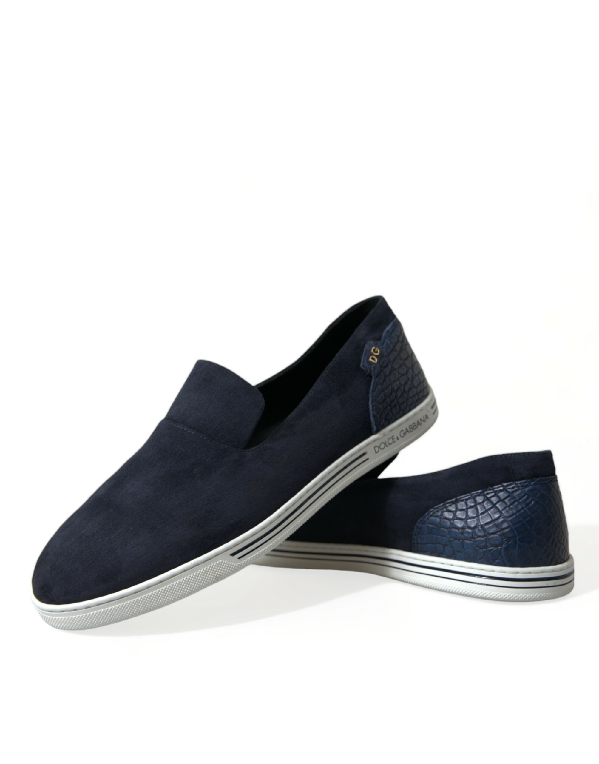 Dolce & Gabbana Blue Suede Caiman Loafers Saint Tropez Shoes - Image 7