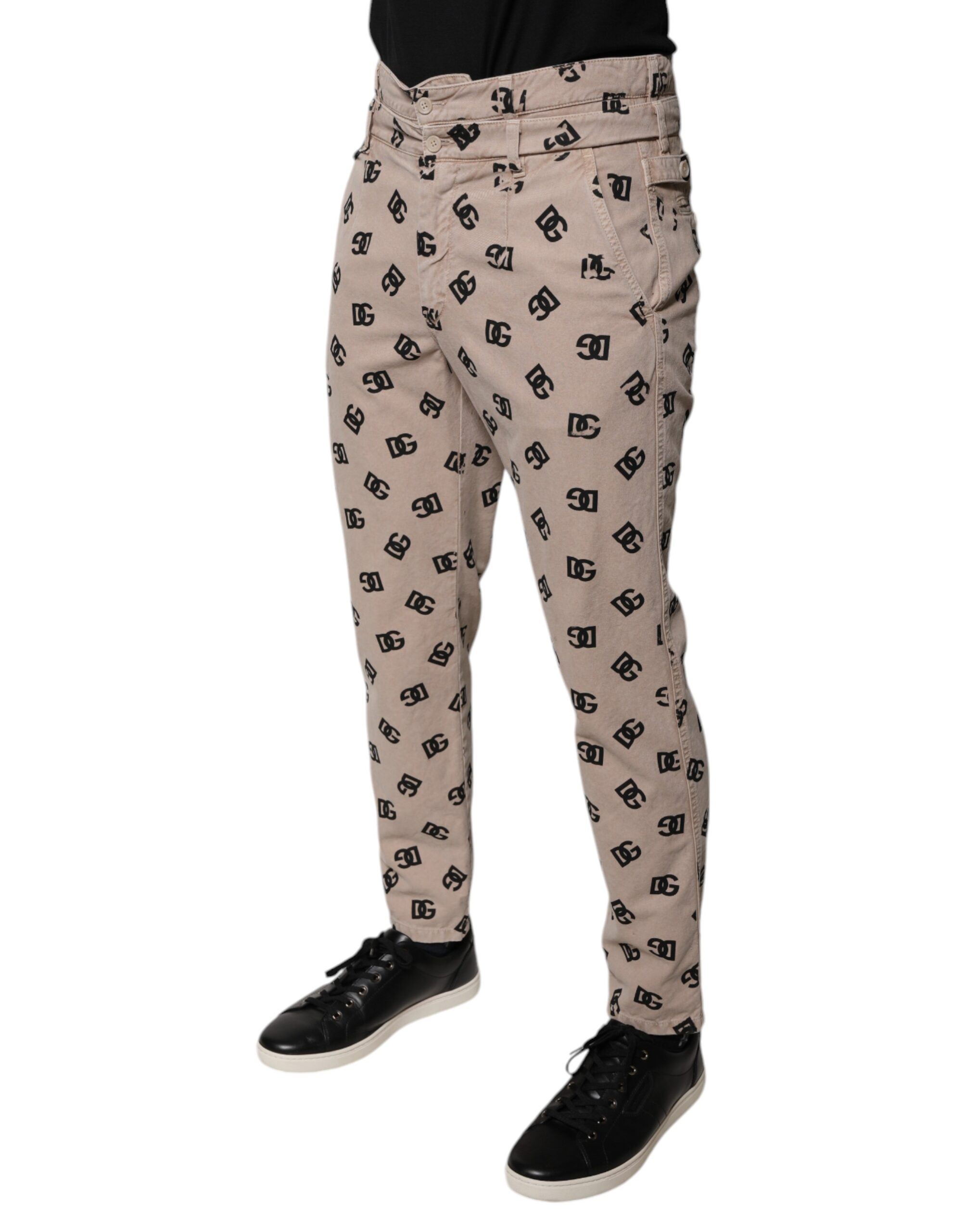 Dolce & Gabbana Beige Logo Cotton Skinny Denim Jeans - Image 3