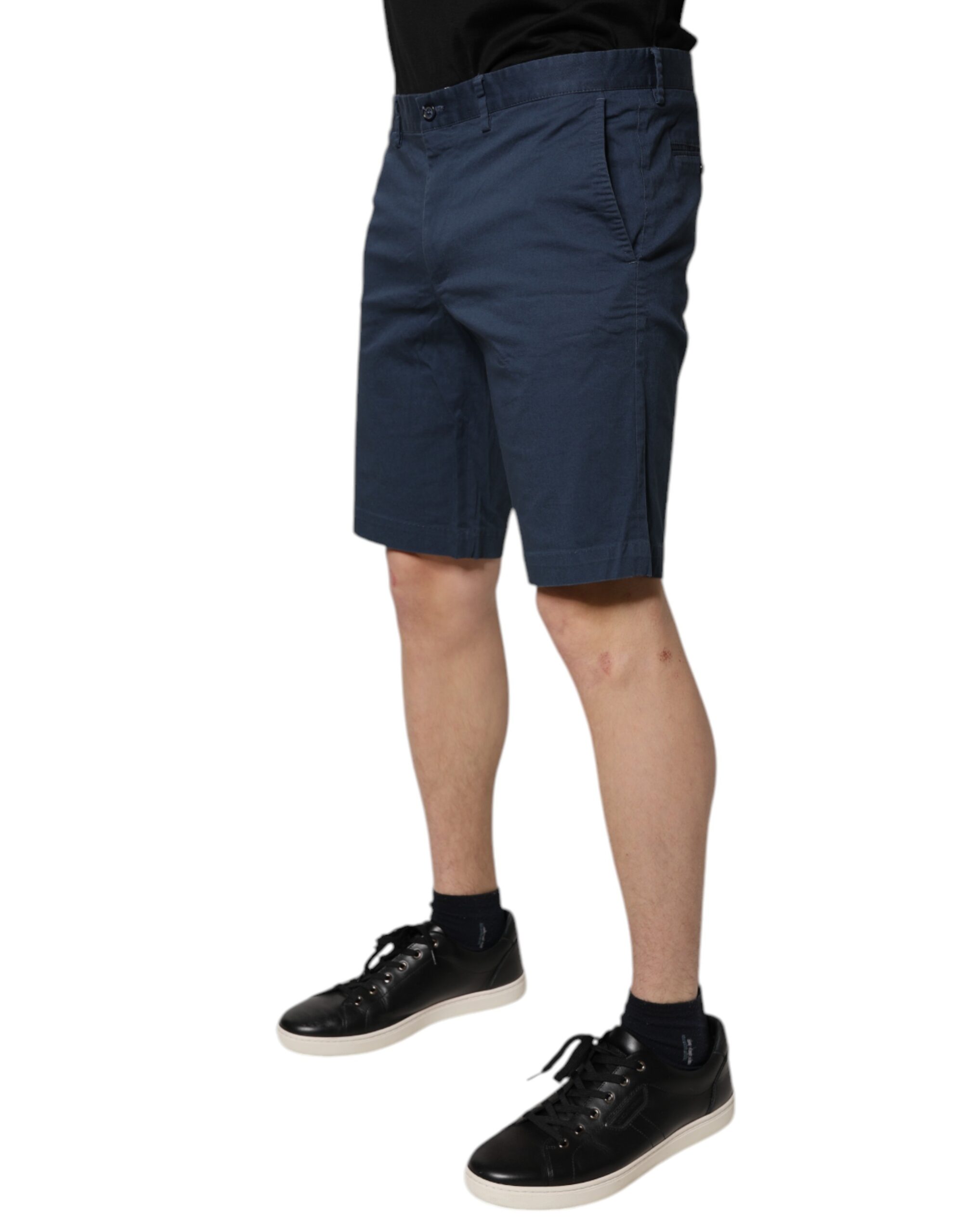 Dolce & Gabbana Blue Cotton Mid Waist Men Bermuda Shorts - Image 3