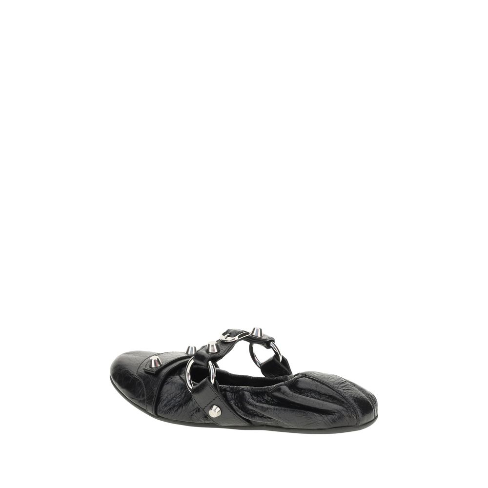 Balenciaga Black Calf Leather Bos Taurus Ballet Flats - Image 3