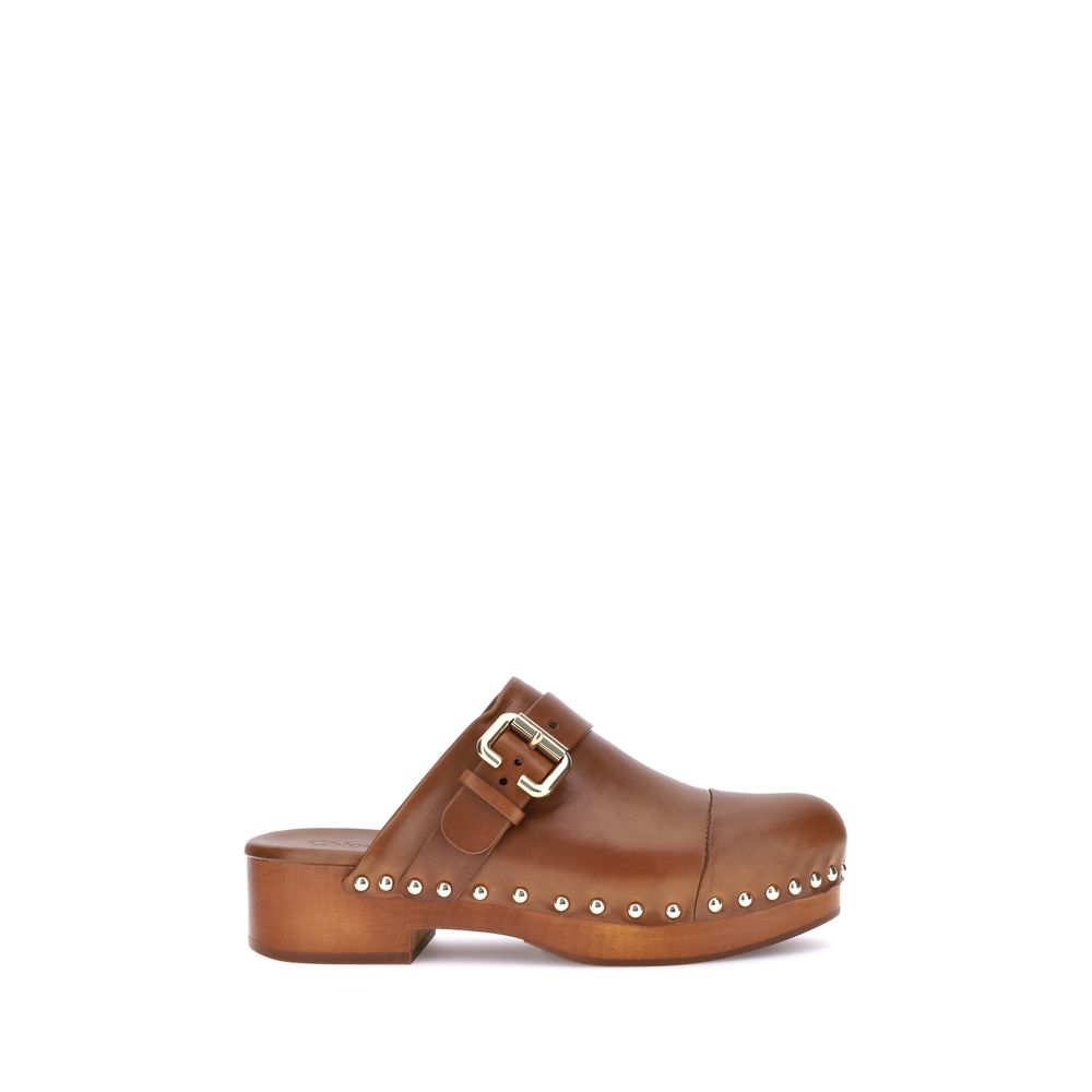 ChloƩ Brown Calf Leather Bos Taurus Clogs
