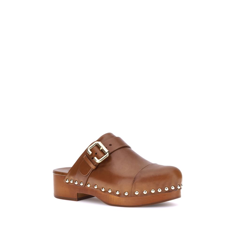 ChloƩ Brown Calf Leather Bos Taurus Clogs - Image 2