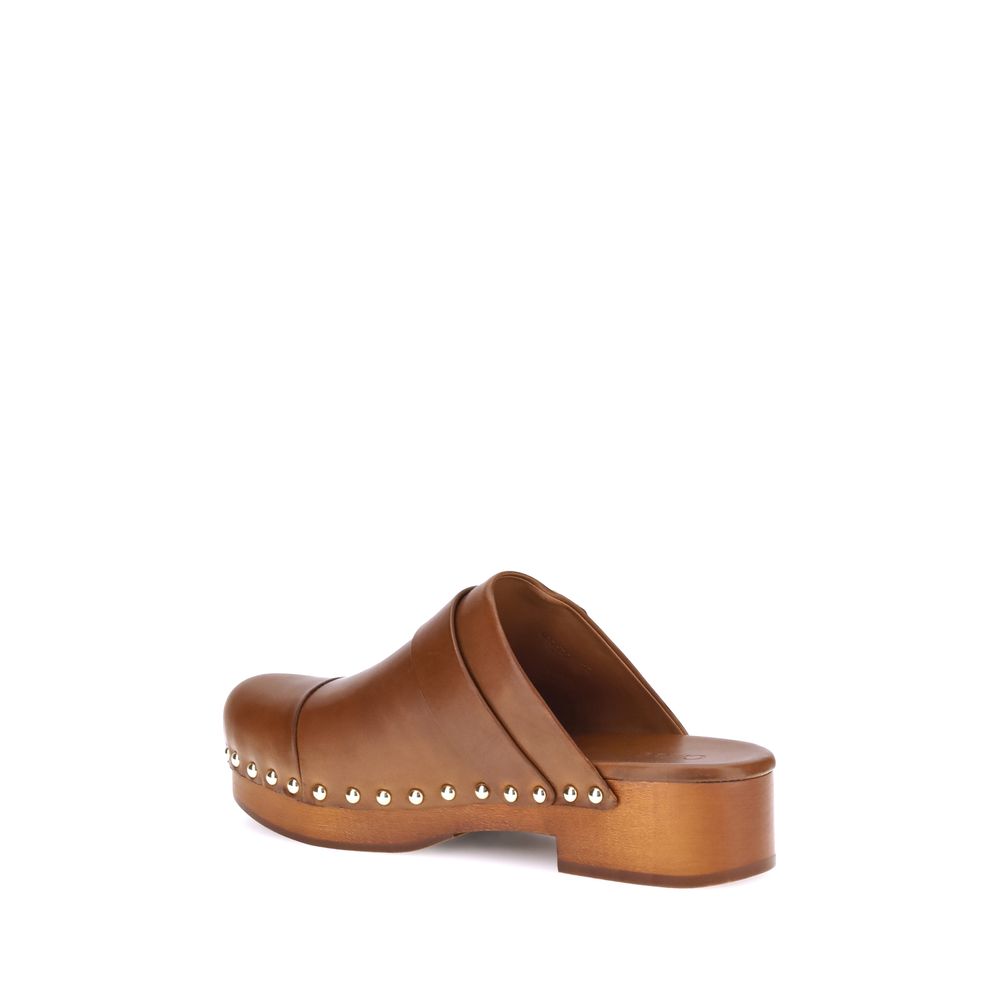 ChloƩ Brown Calf Leather Bos Taurus Clogs - Image 3