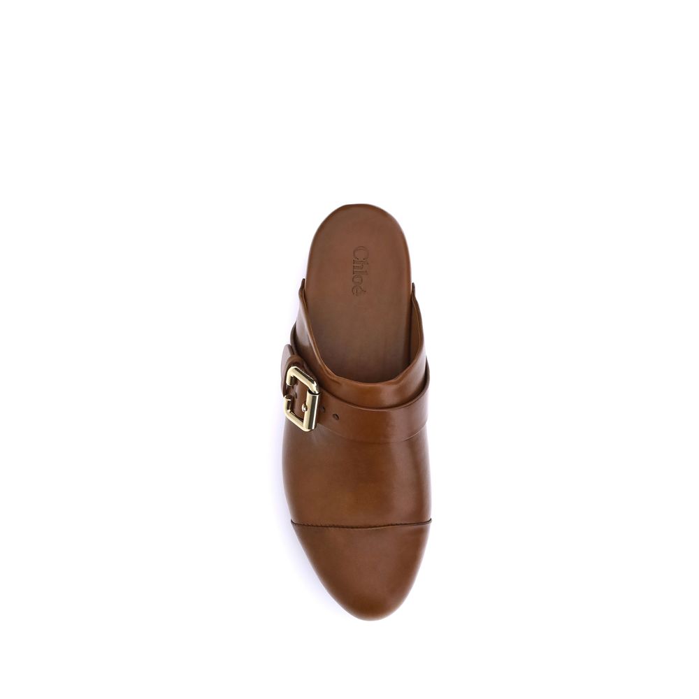 ChloƩ Brown Calf Leather Bos Taurus Clogs - Image 4