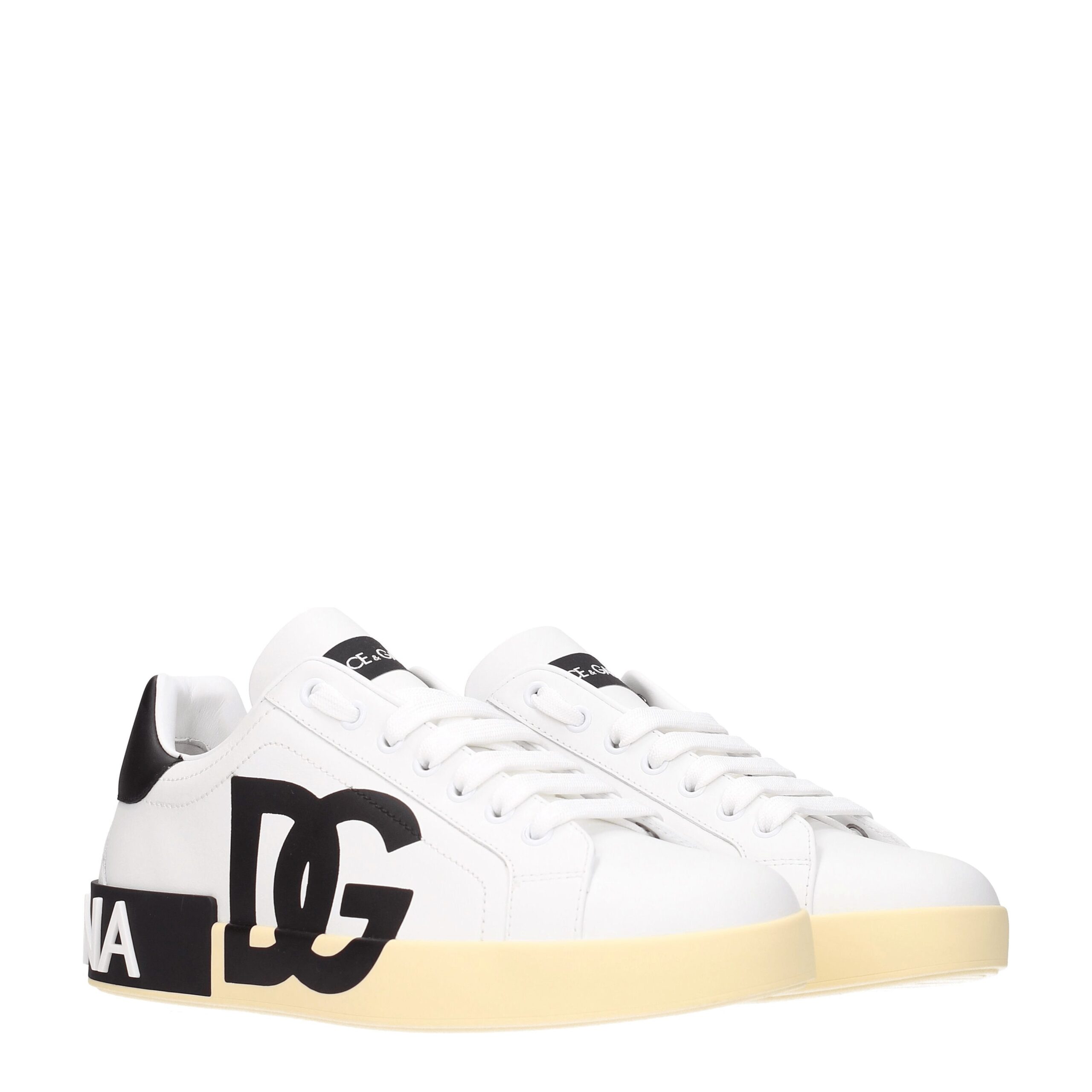 Dolce & Gabbana White Leather Low Top Sneakers - Image 2