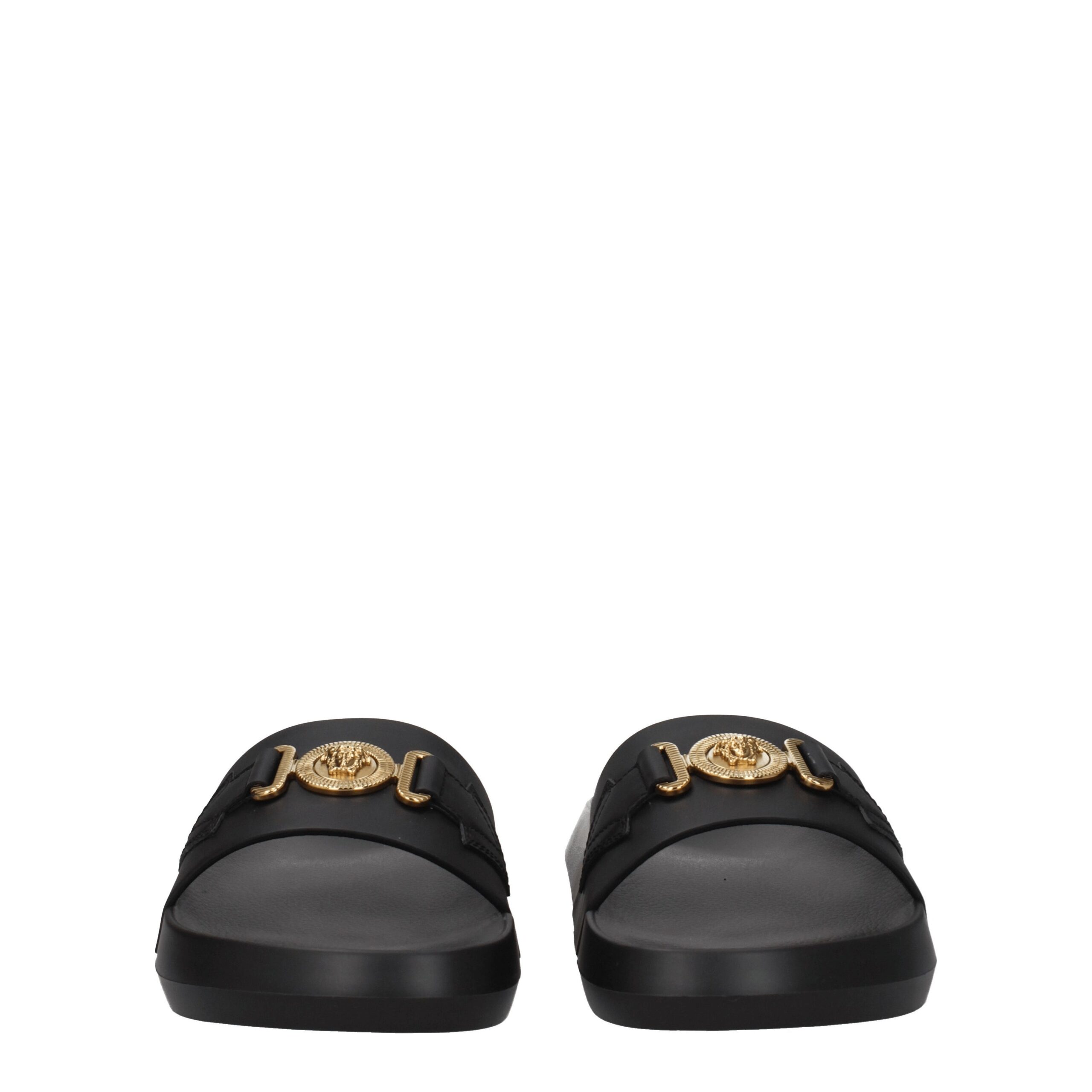 Versace Black Leather Slippers - Image 3