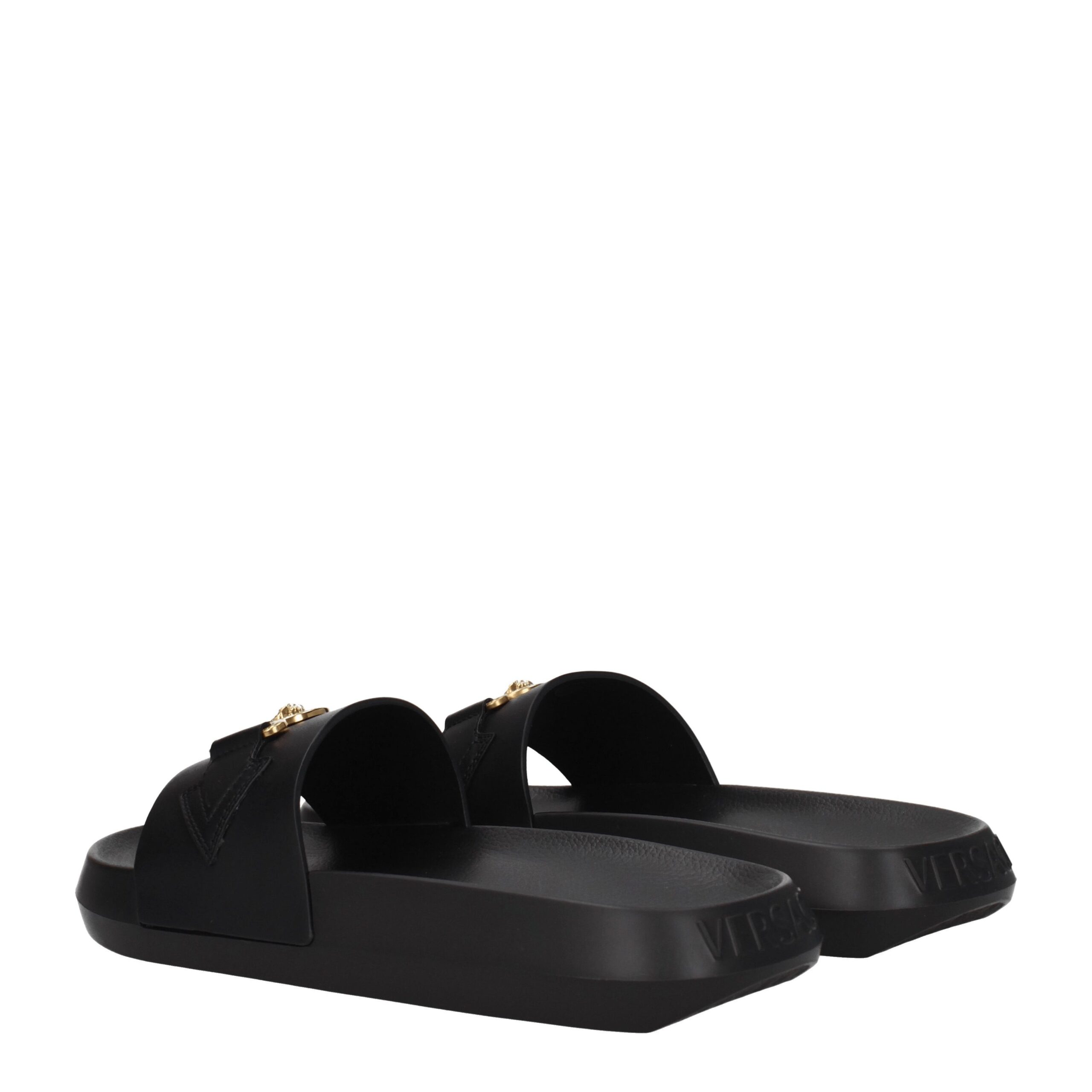 Versace Black Leather Slippers - Image 4