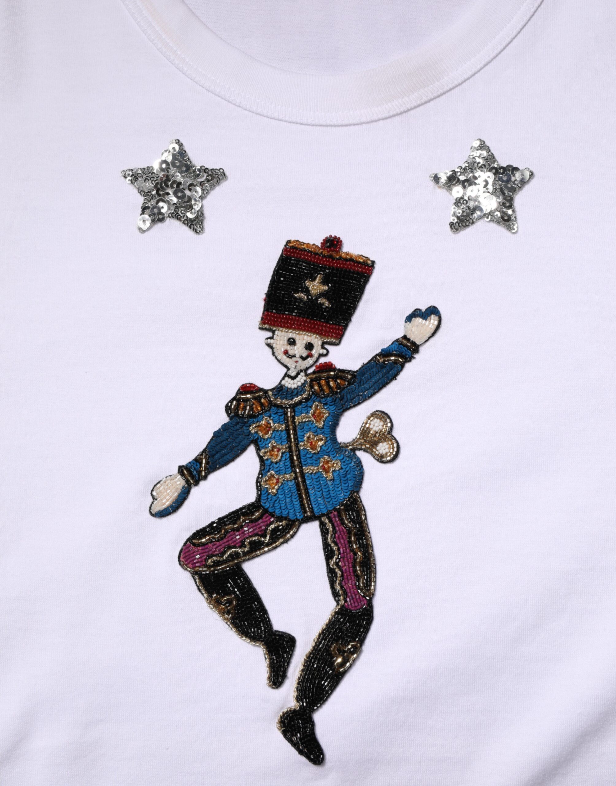 Dolce & Gabbana White Cotton Sequin Embellished Top T-shirt - Image 7