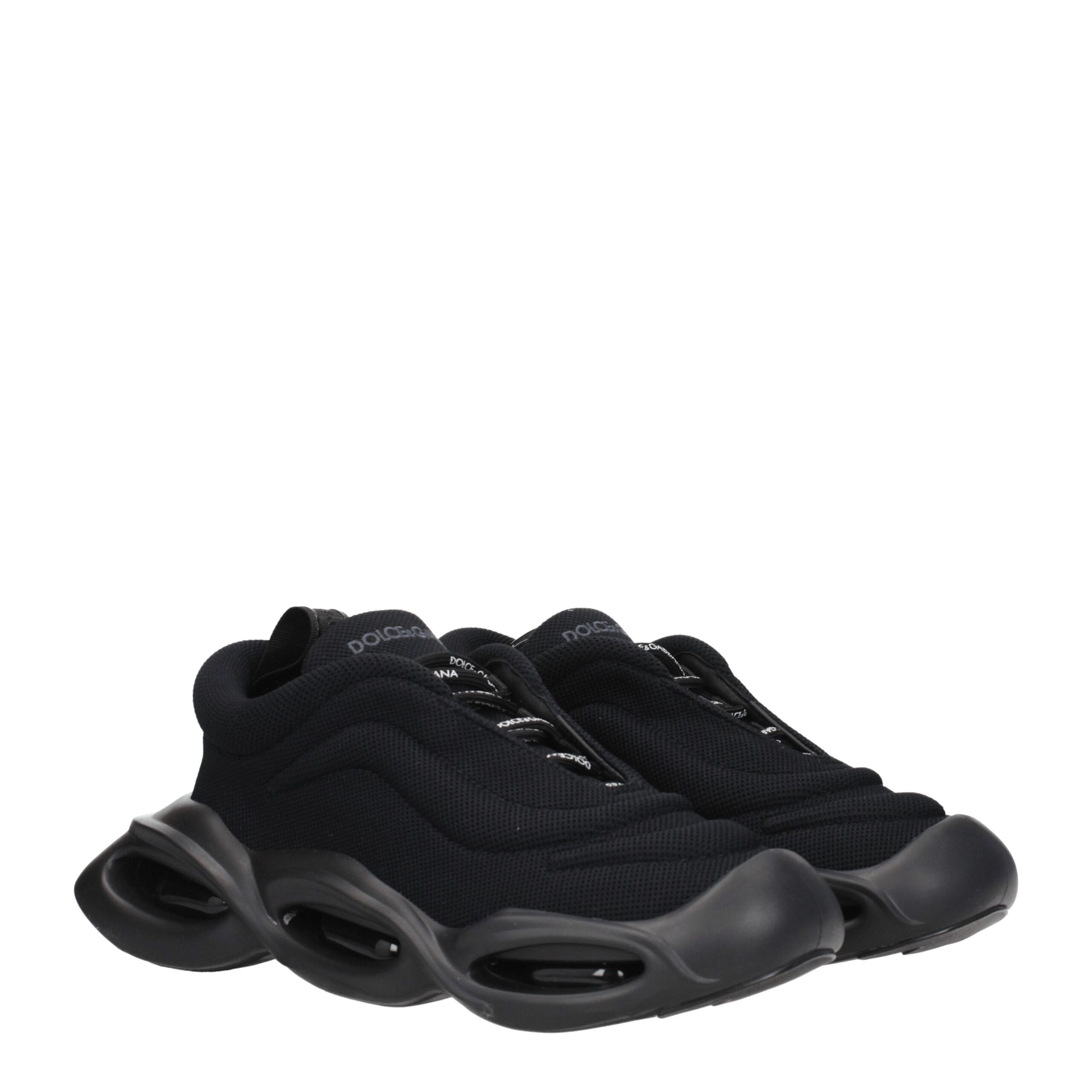 Dolce & Gabbana Black Fabric Chunky Sneakers - Image 2