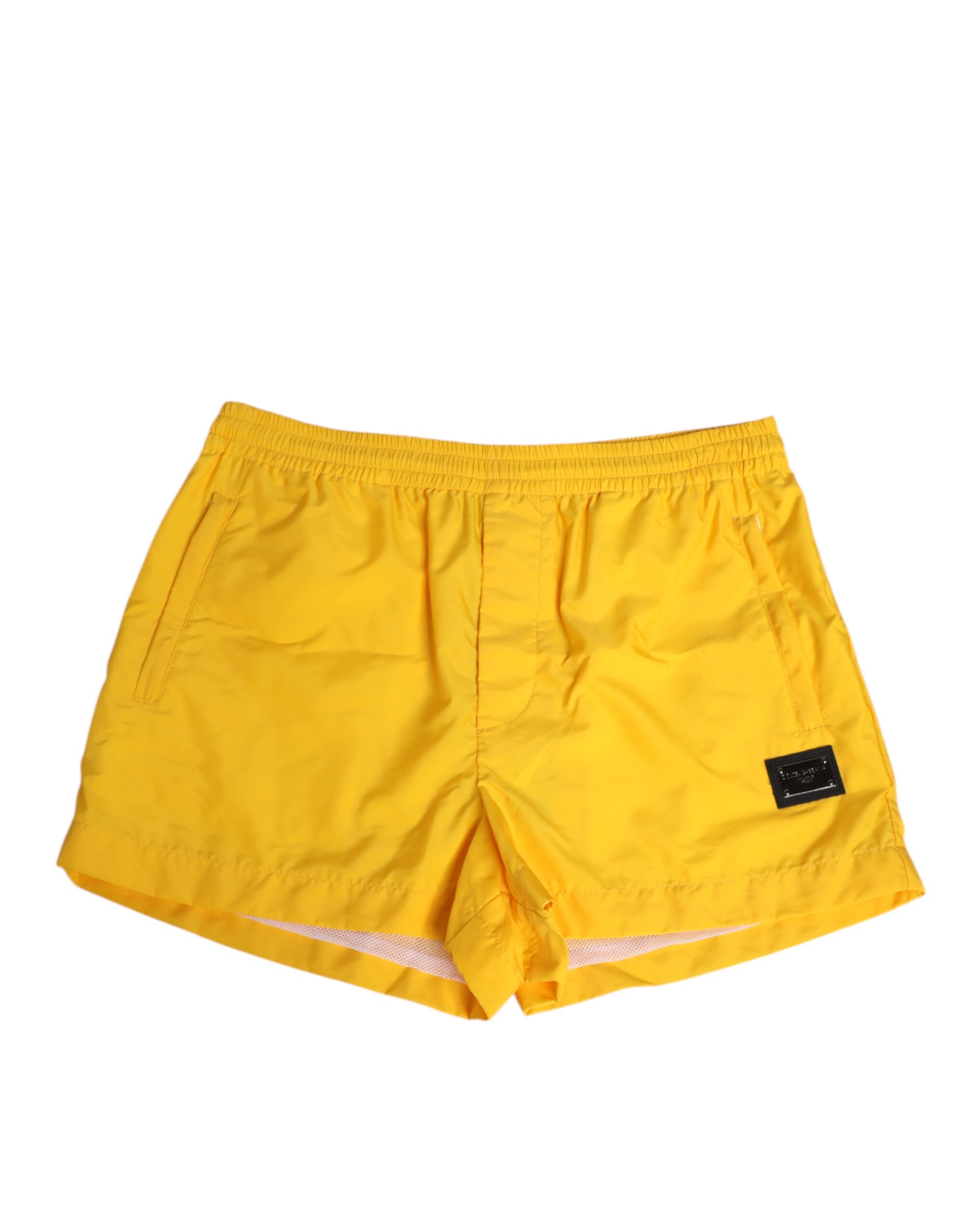 Dolce & Gabbana Yellow Nylon Logo Plaque Boxer Shorts Swimwear - Image 2