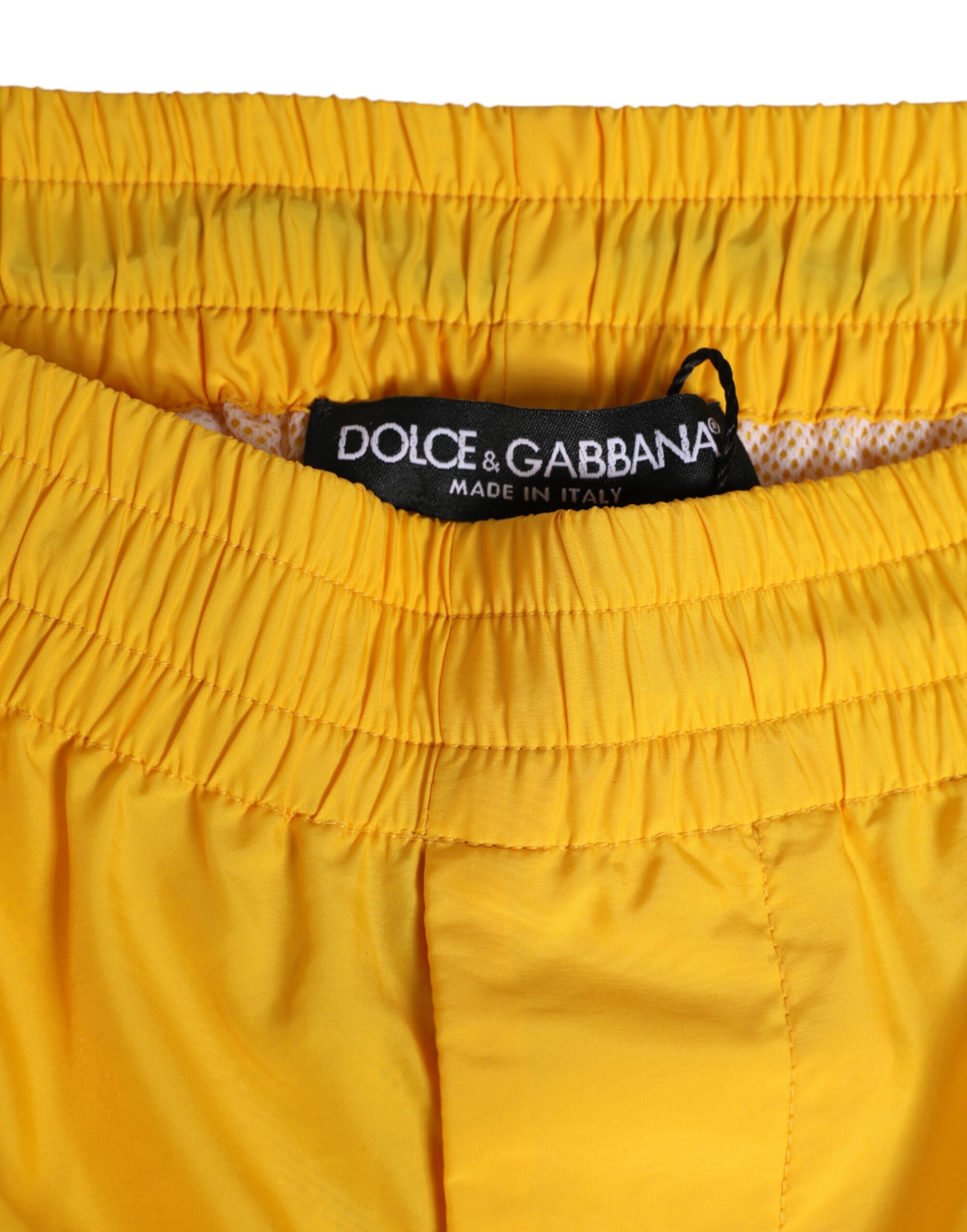 Dolce & Gabbana Yellow Nylon Logo Plaque Boxer Shorts Swimwear - Image 4