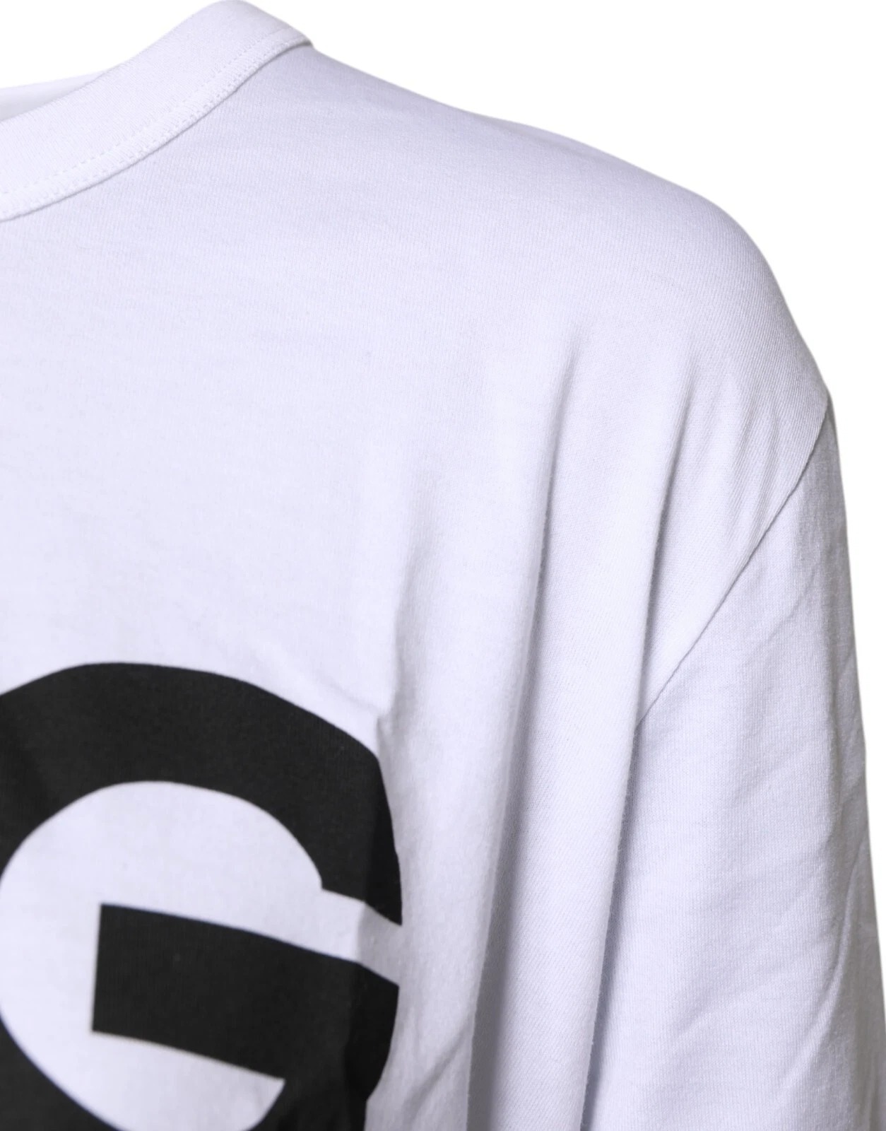 Dolce & Gabbana White Graphic Print Cotton Crew Neck T-shirt - Image 4