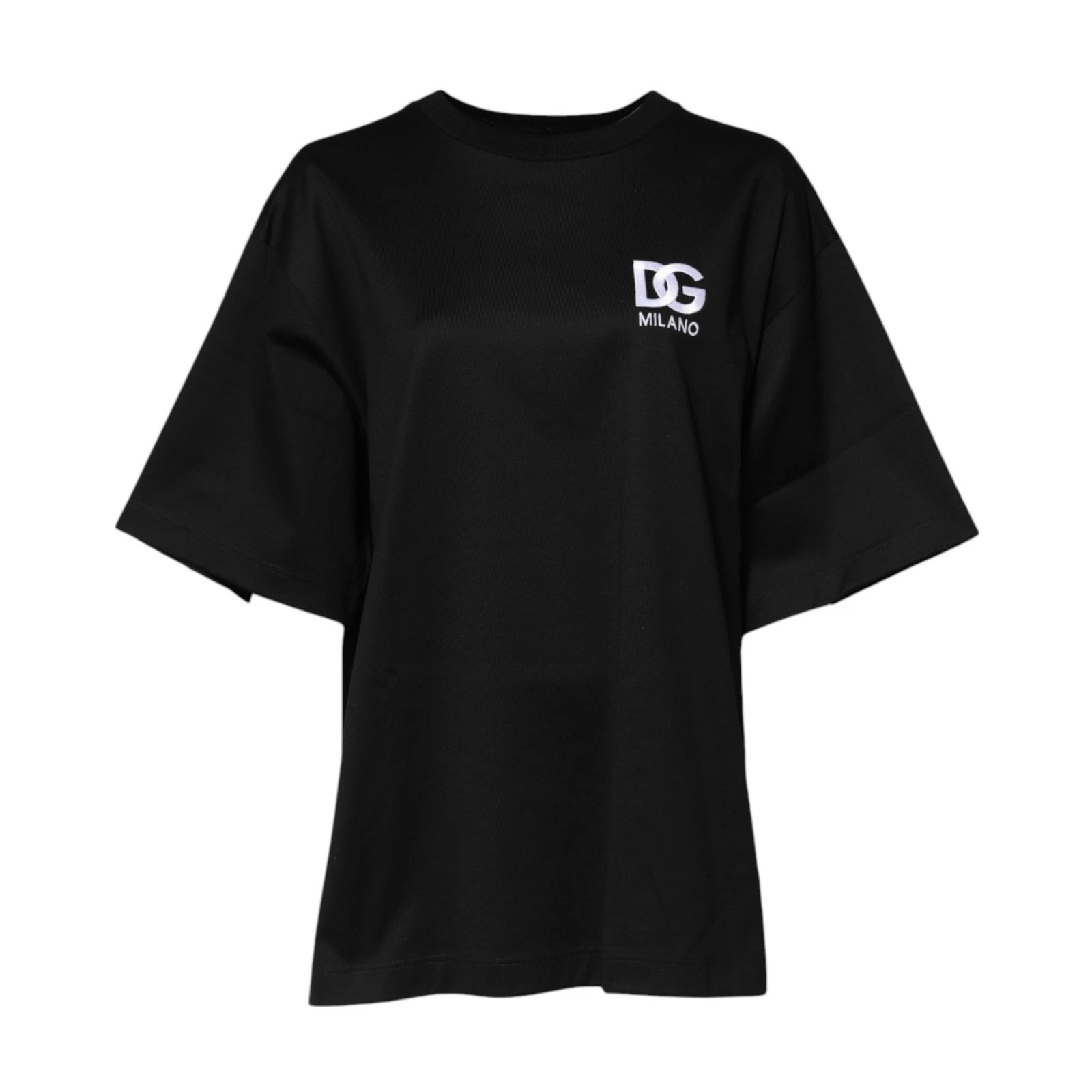 Dolce & Gabbana Black Cotton DG Logo Embroidery Top T-shirt - Image 4