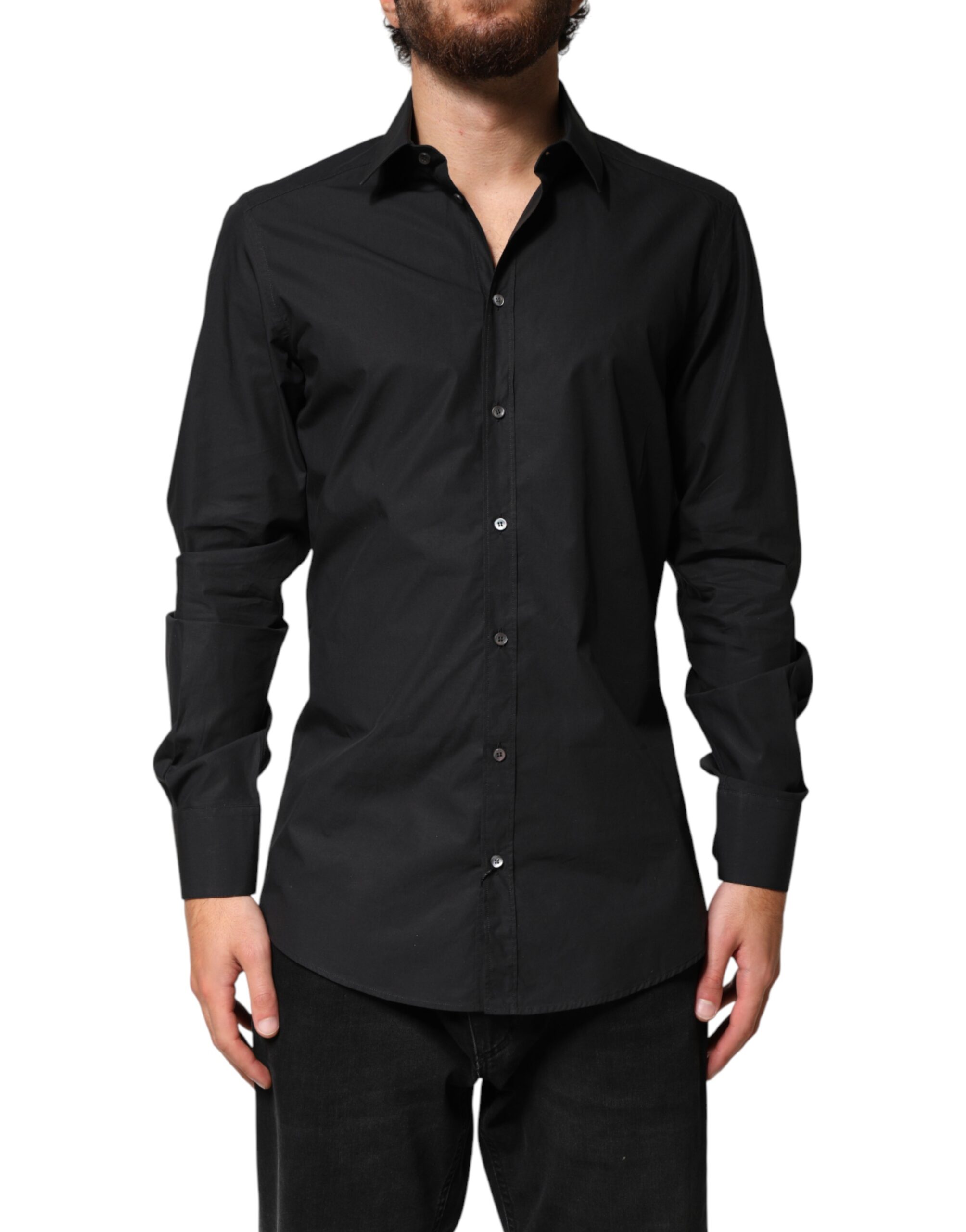 Dolce & Gabbana Black GOLD Cotton Men Dress Formal Shirt - Image 2