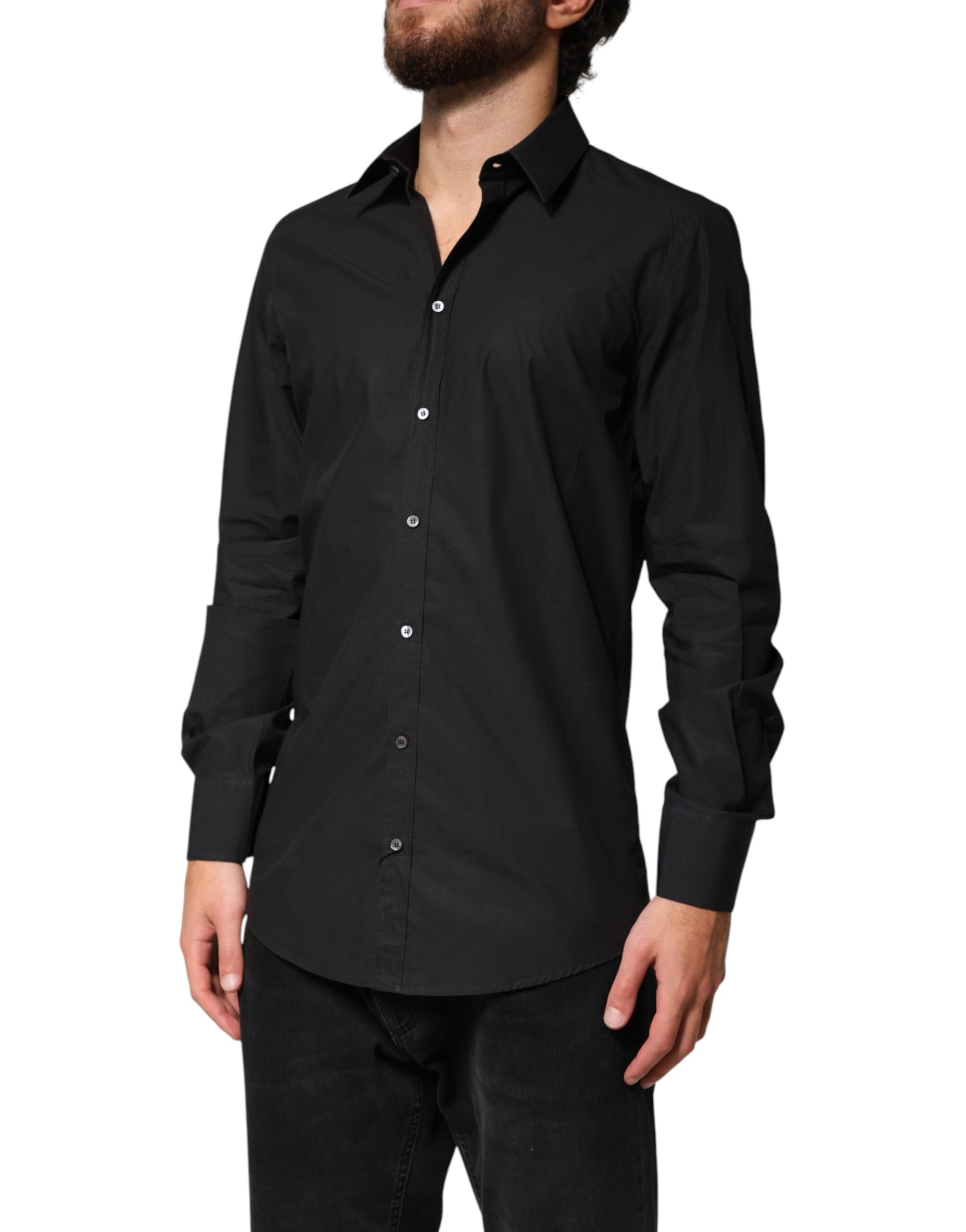 Dolce & Gabbana Black GOLD Cotton Men Dress Formal Shirt - Image 3