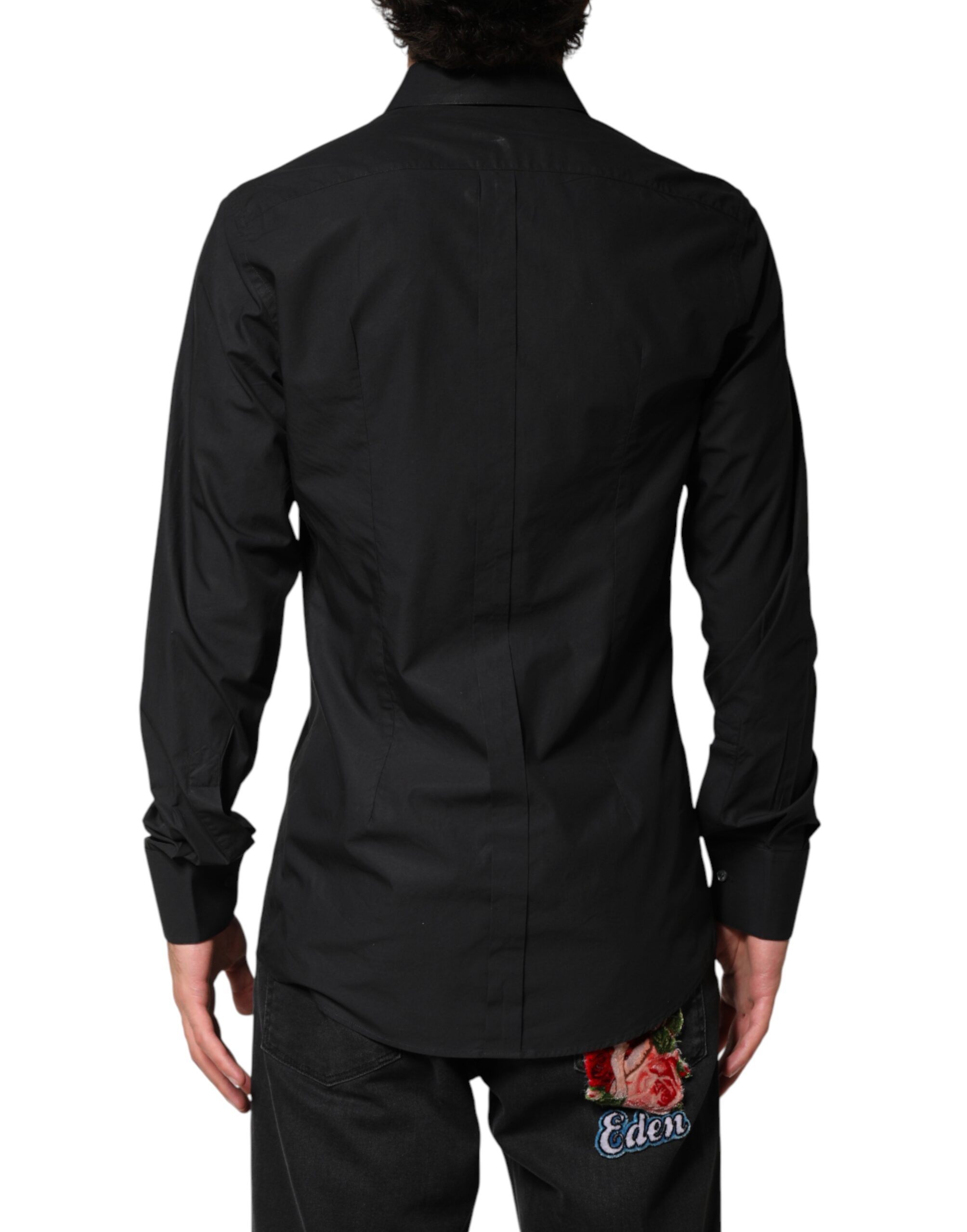Dolce & Gabbana Black GOLD Cotton Men Dress Formal Shirt - Image 4