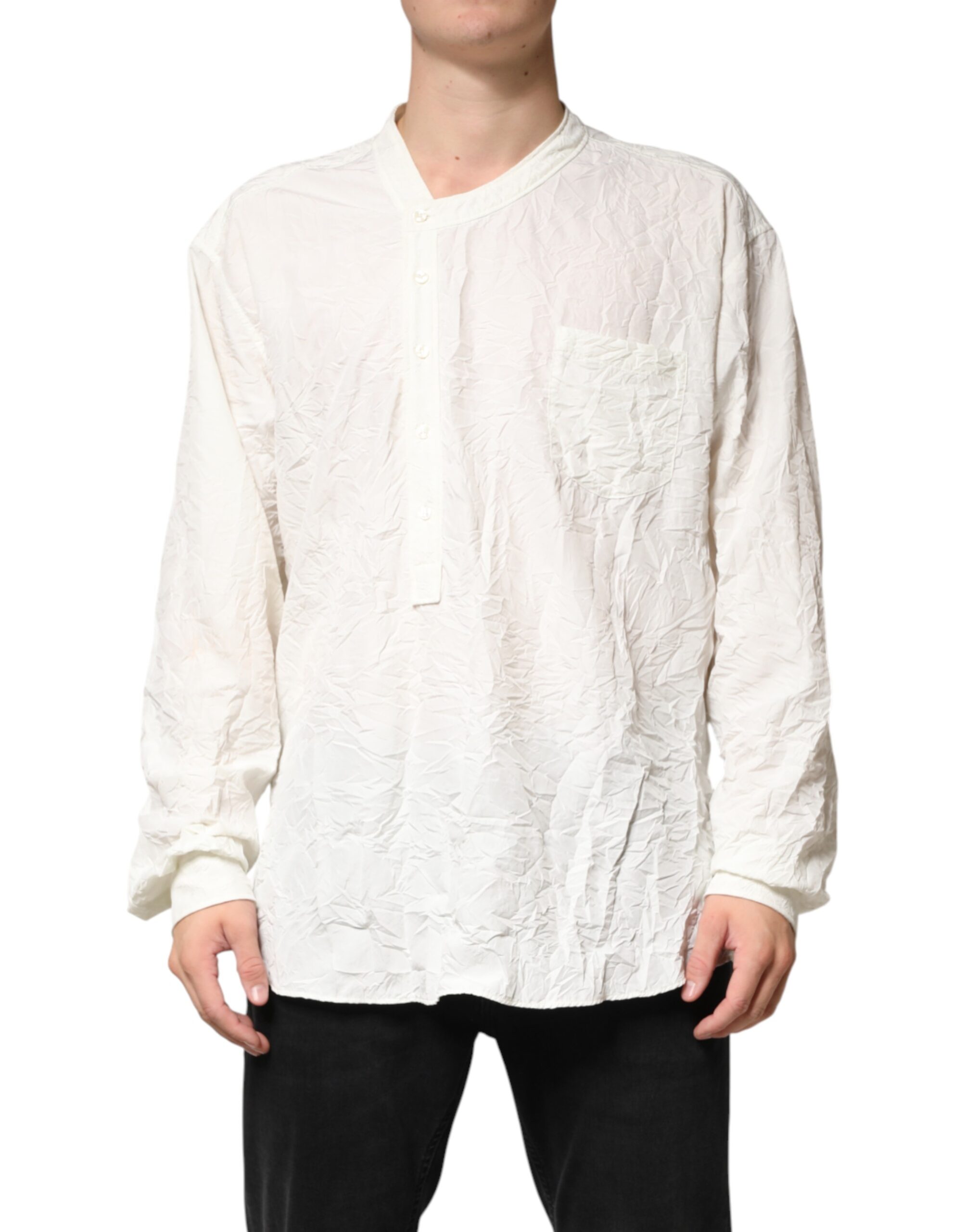 Dolce & Gabbana White Cotton Men Long Sleeves Men Shirt - Image 2