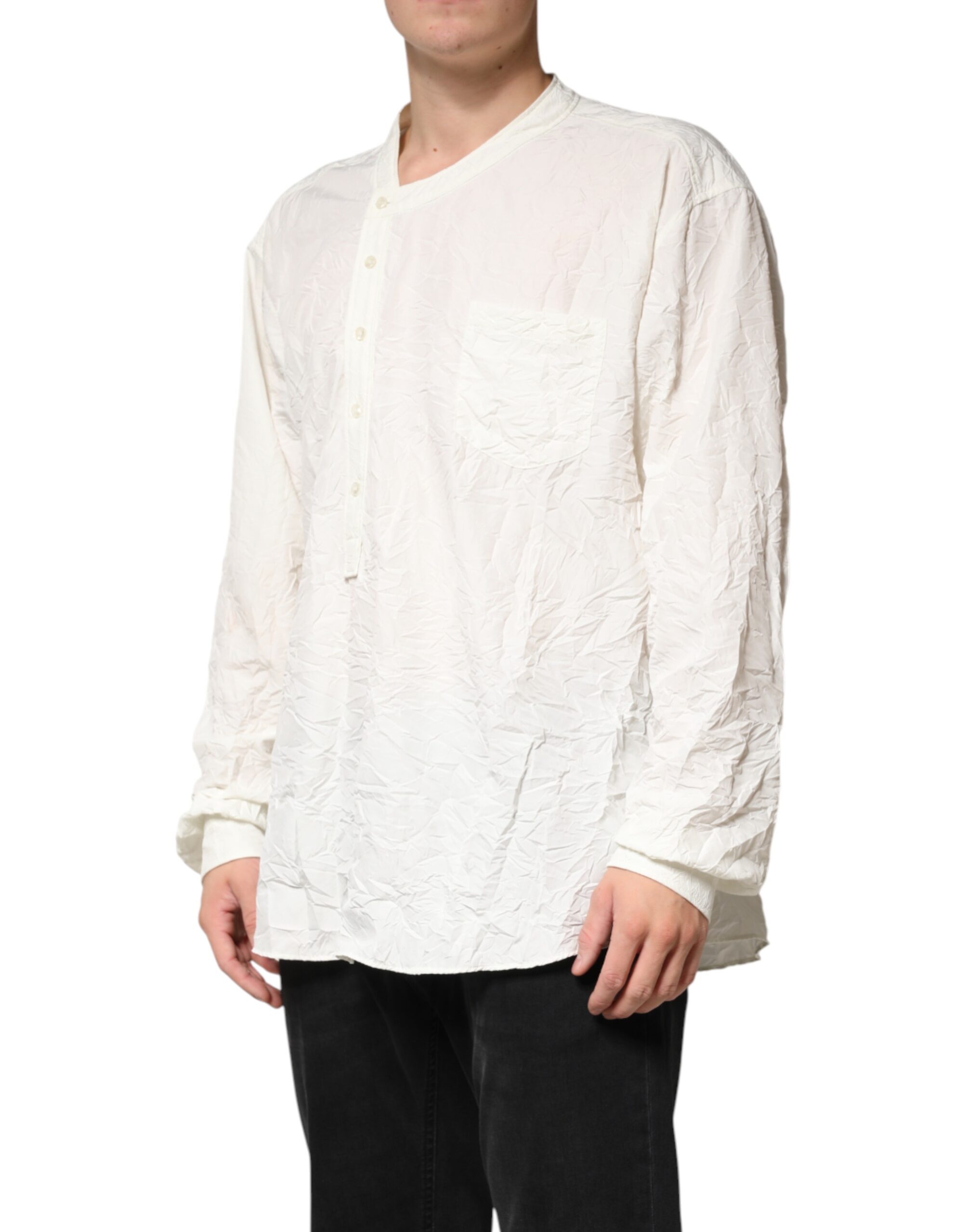 Dolce & Gabbana White Cotton Men Long Sleeves Men Shirt - Image 3