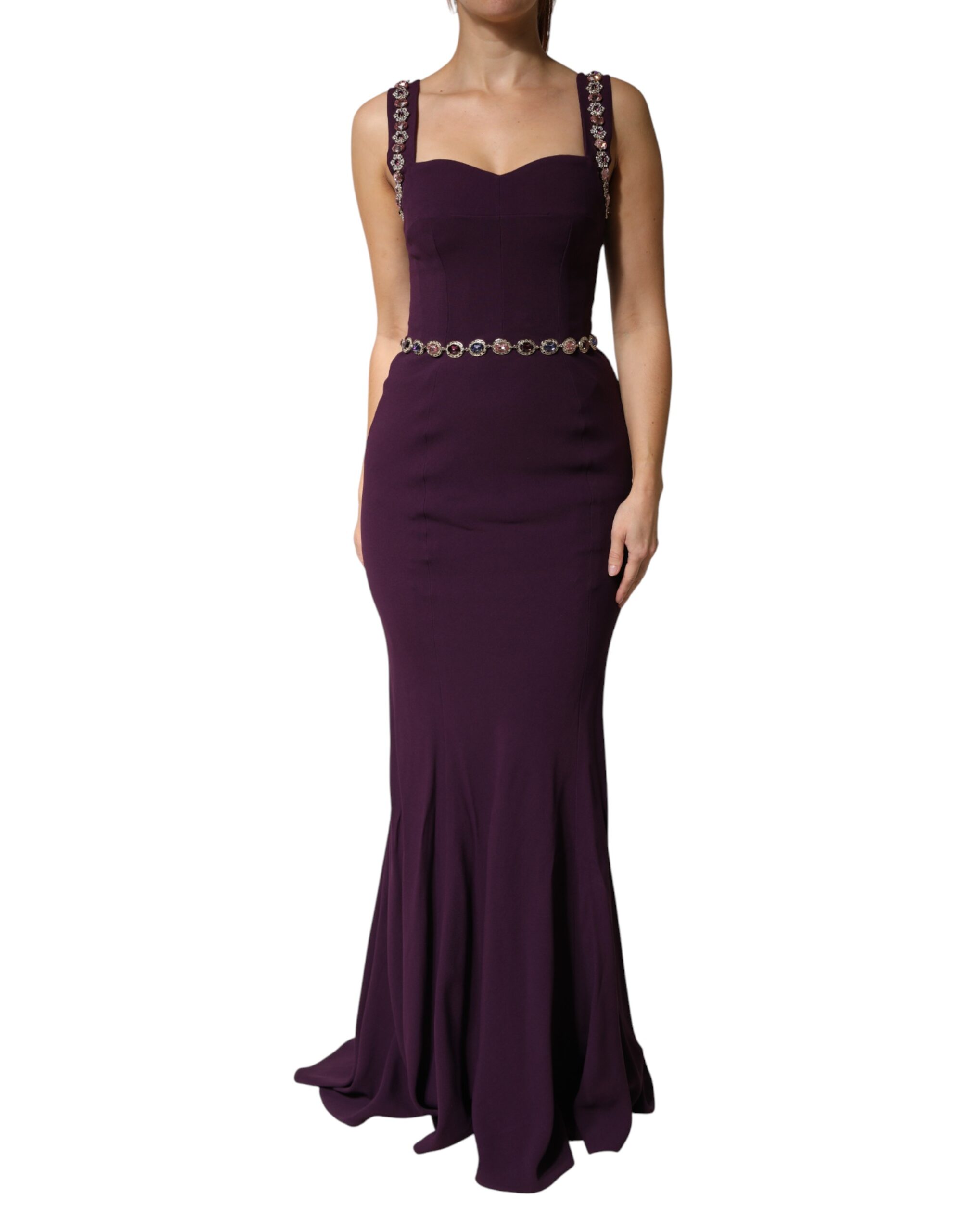Dolce & Gabbana Violet Embellished Sheath Mermaid Gown Dress - Image 2